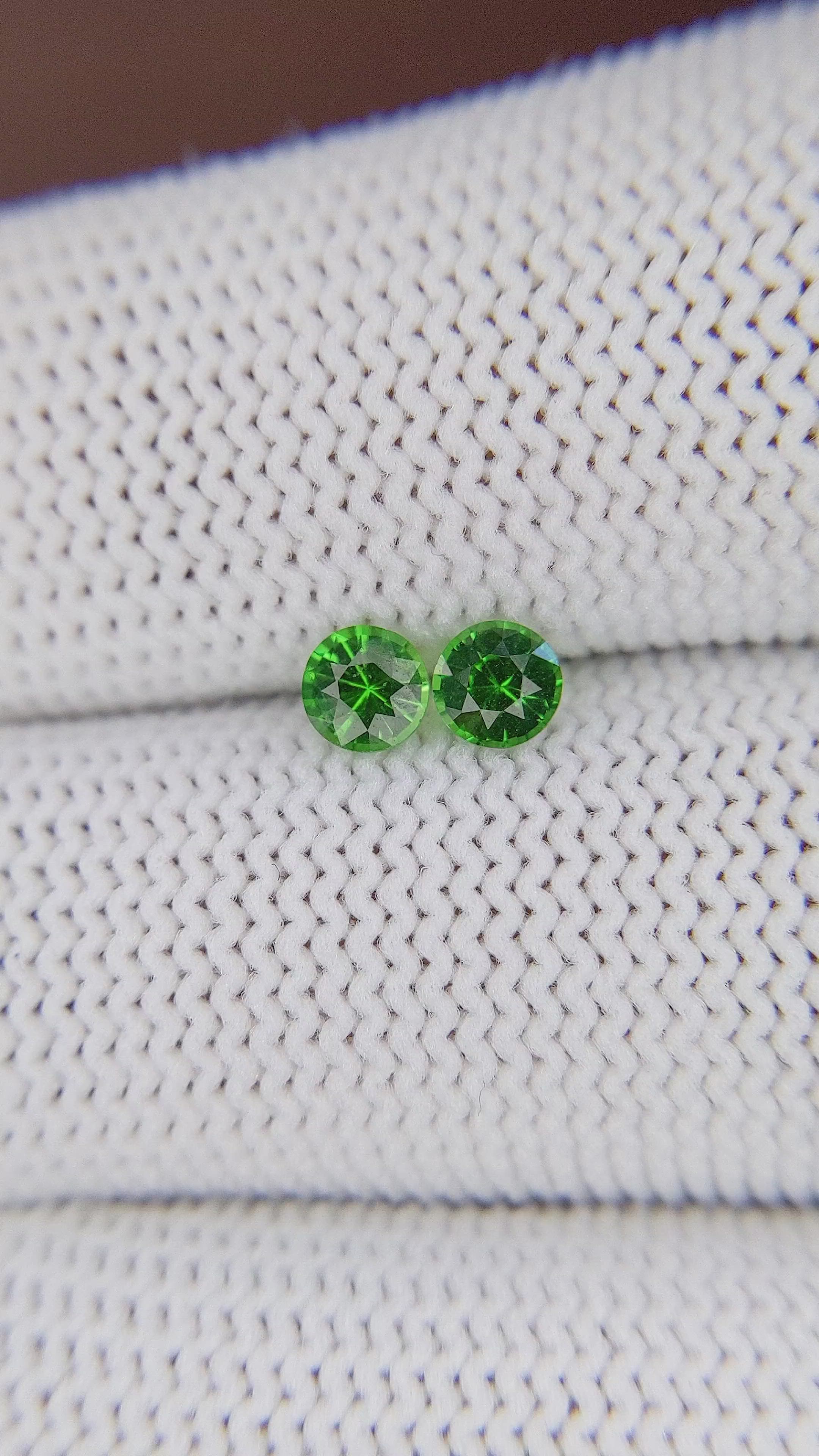 0.58 Ct.Tw.Total Carat Weight Tsavorite Garnet Pair from Tanzania Size Video