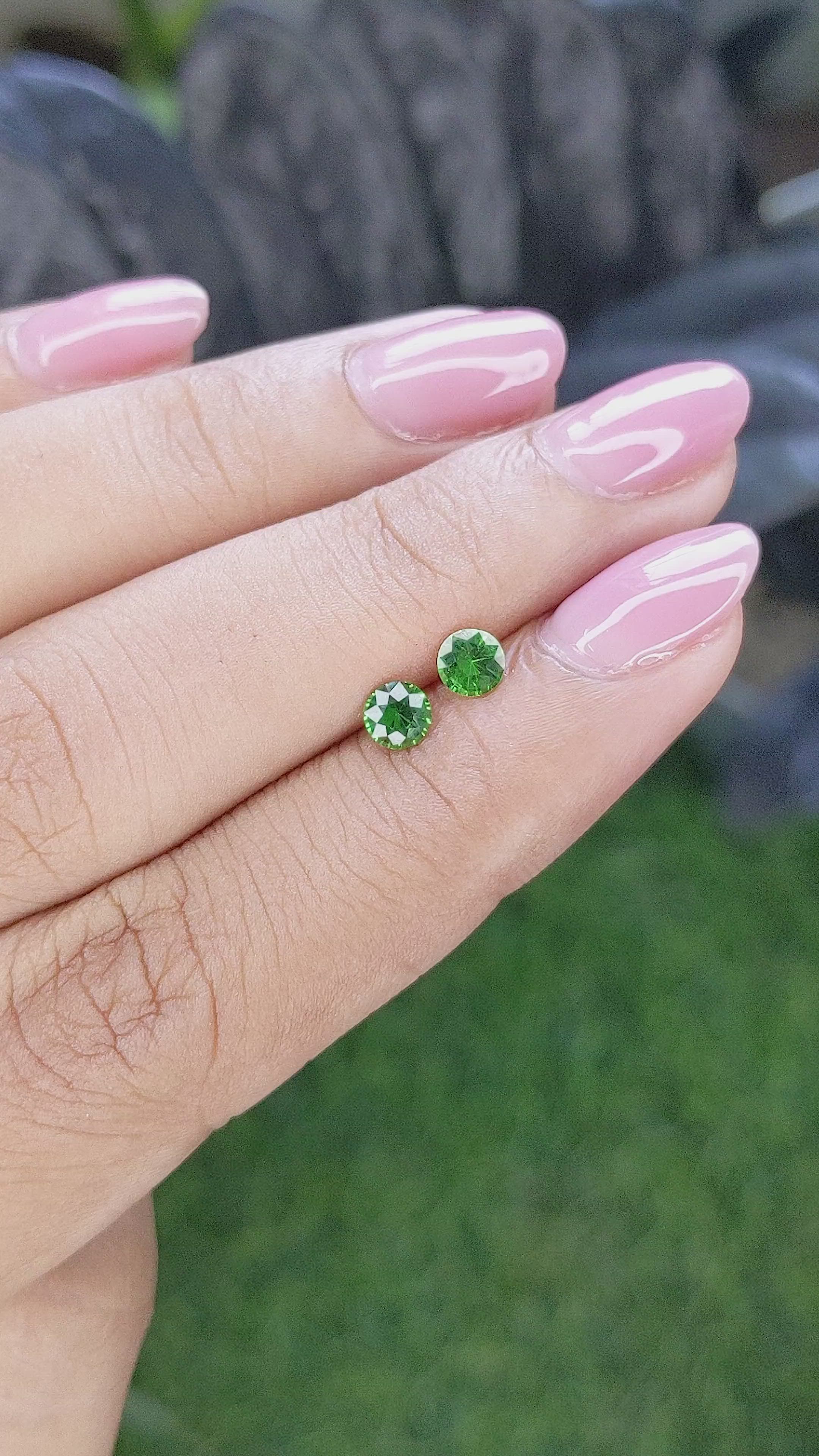 0.58 Ct.Tw.Total Carat Weight Tsavorite Garnet Pair from Tanzania Size Video