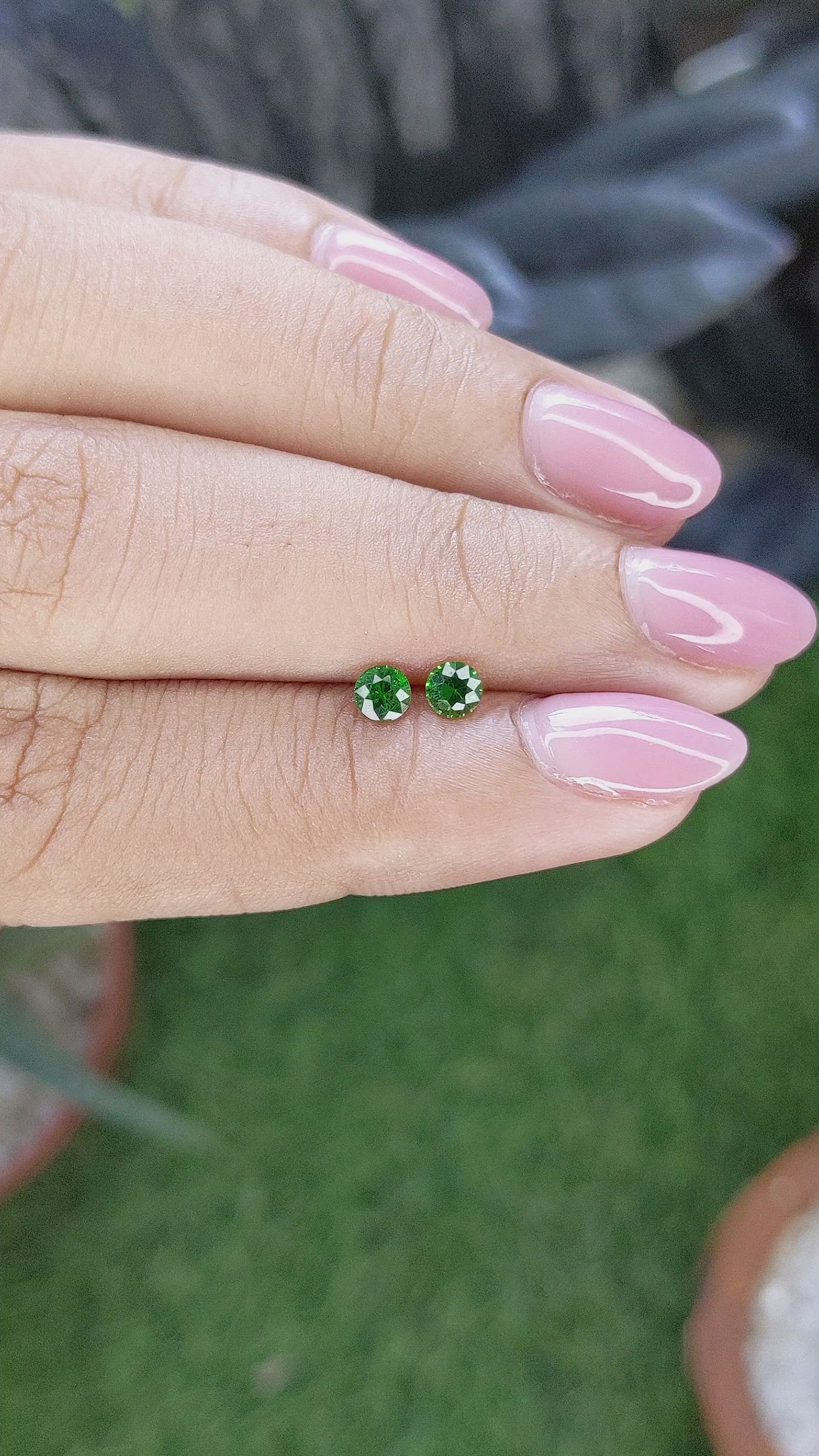 0.41 Ct.Tw.Total Carat Weight Tsavorite Garnet Pair from Tanzania Size Video
