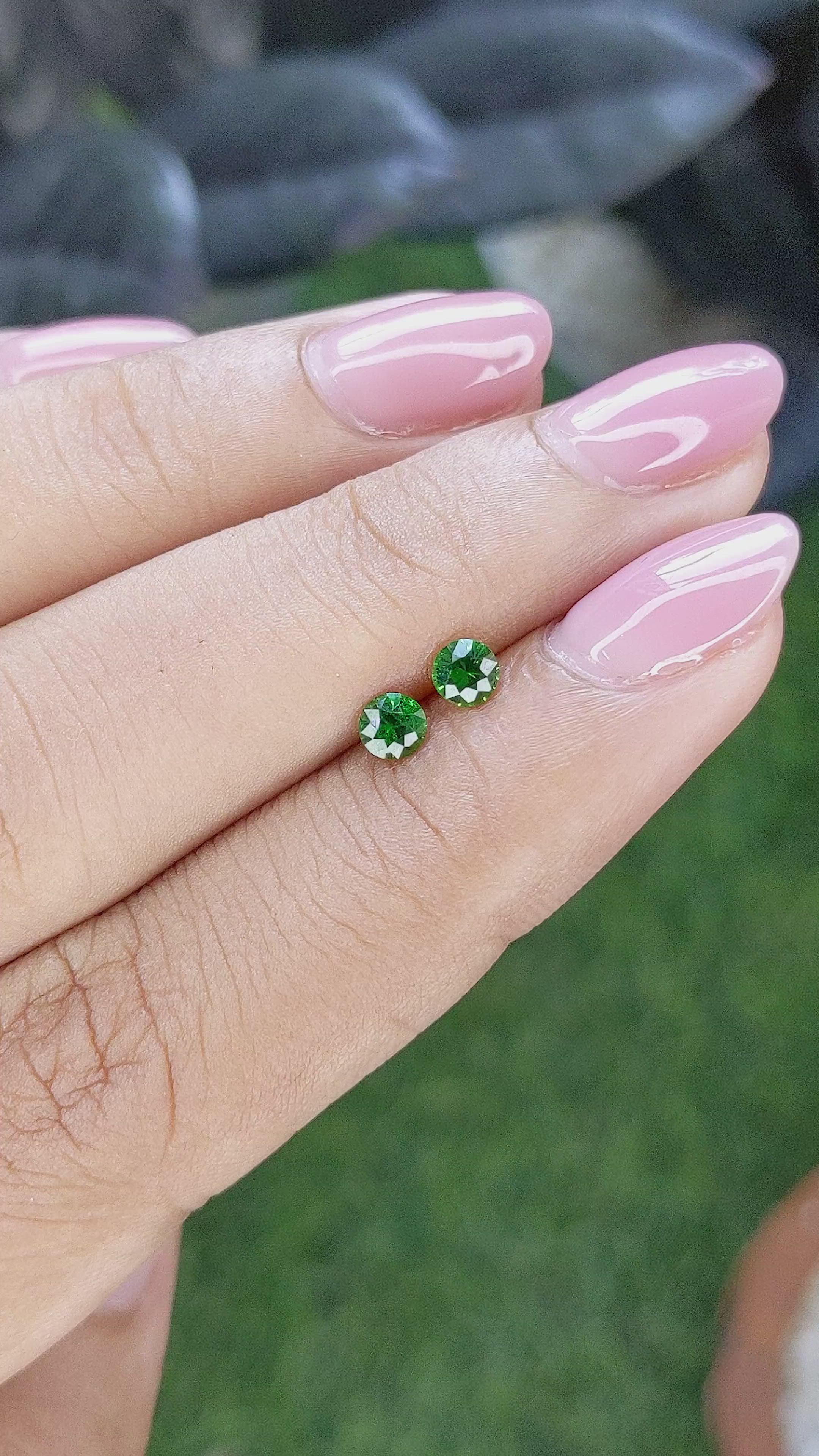 0.41 Ct.Tw.Total Carat Weight Tsavorite Garnet Pair from Tanzania Size Video