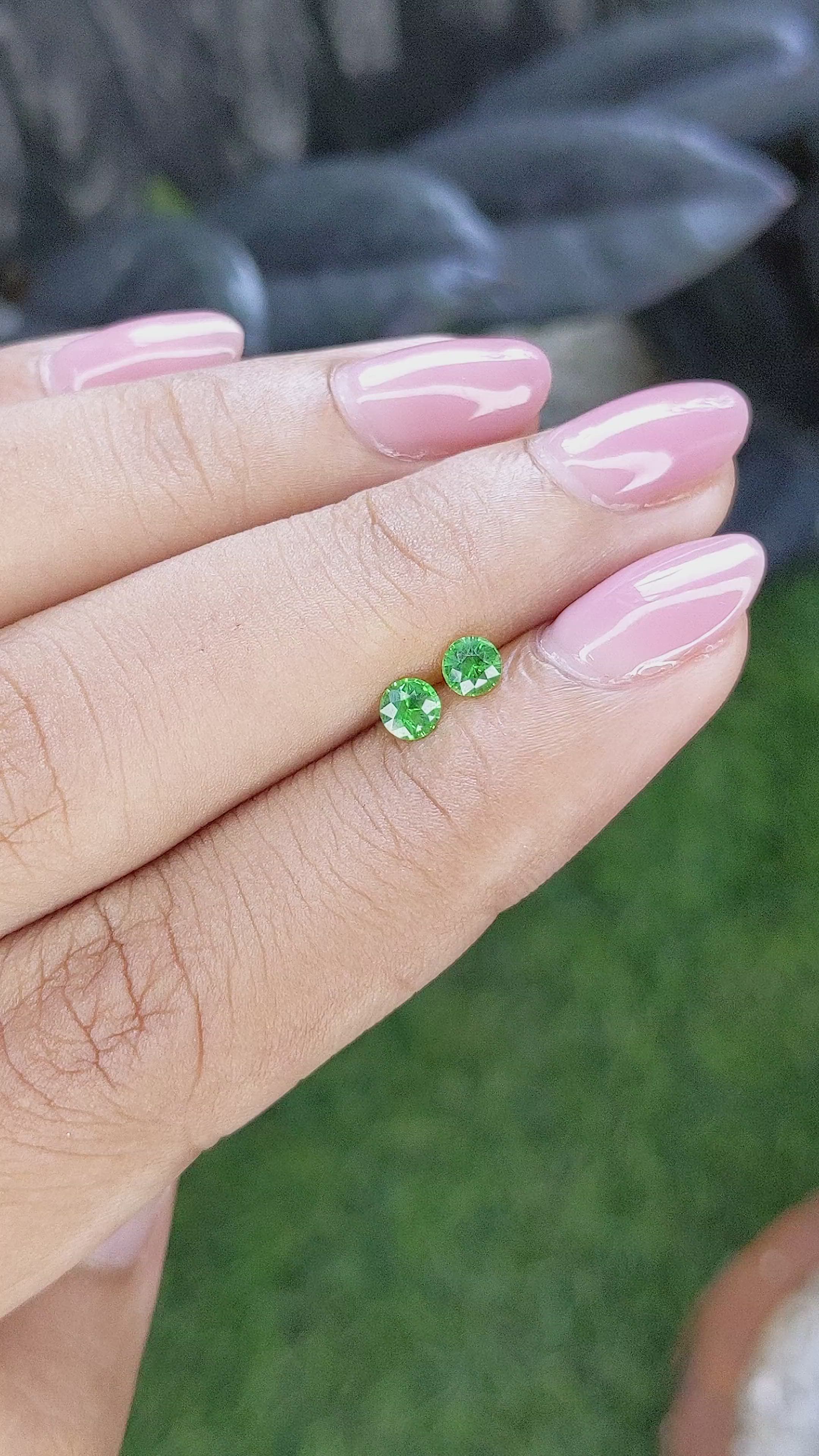 0.37 Ct.Tw.Total Carat Weight Tsavorite Garnet Pair from Tanzania Size Video