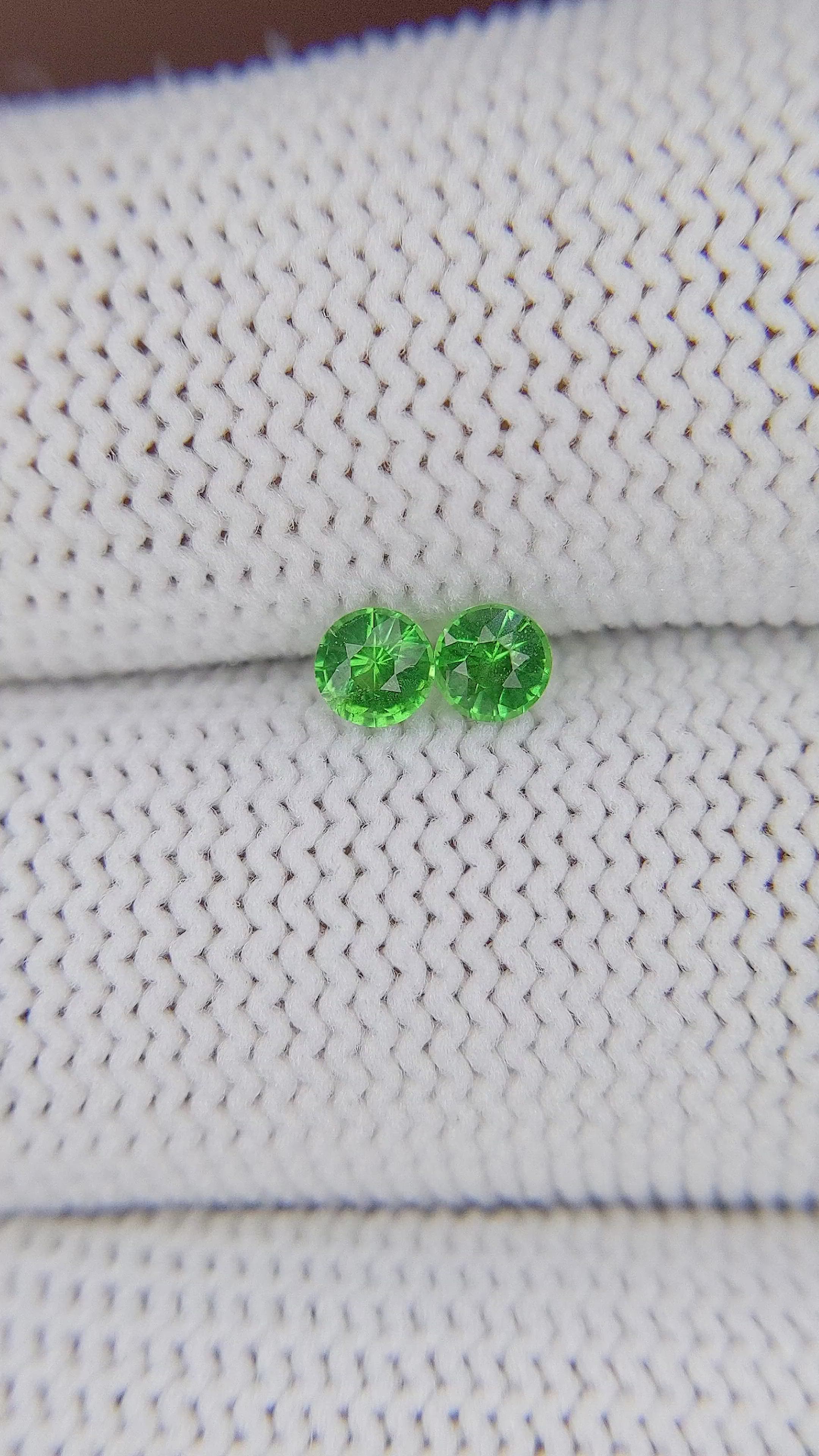0.37 Ct.Tw.Total Carat Weight Tsavorite Garnet Pair from Tanzania Size Video