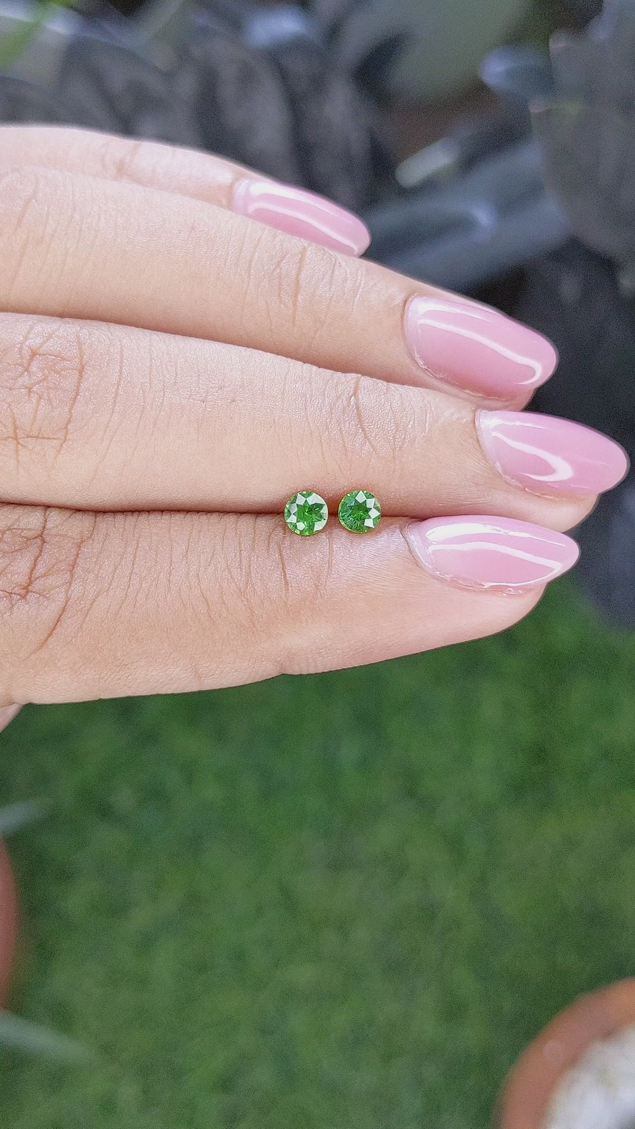 0.37 Ct.Tw.Total Carat Weight Tsavorite Garnet Pair from Tanzania Size Video