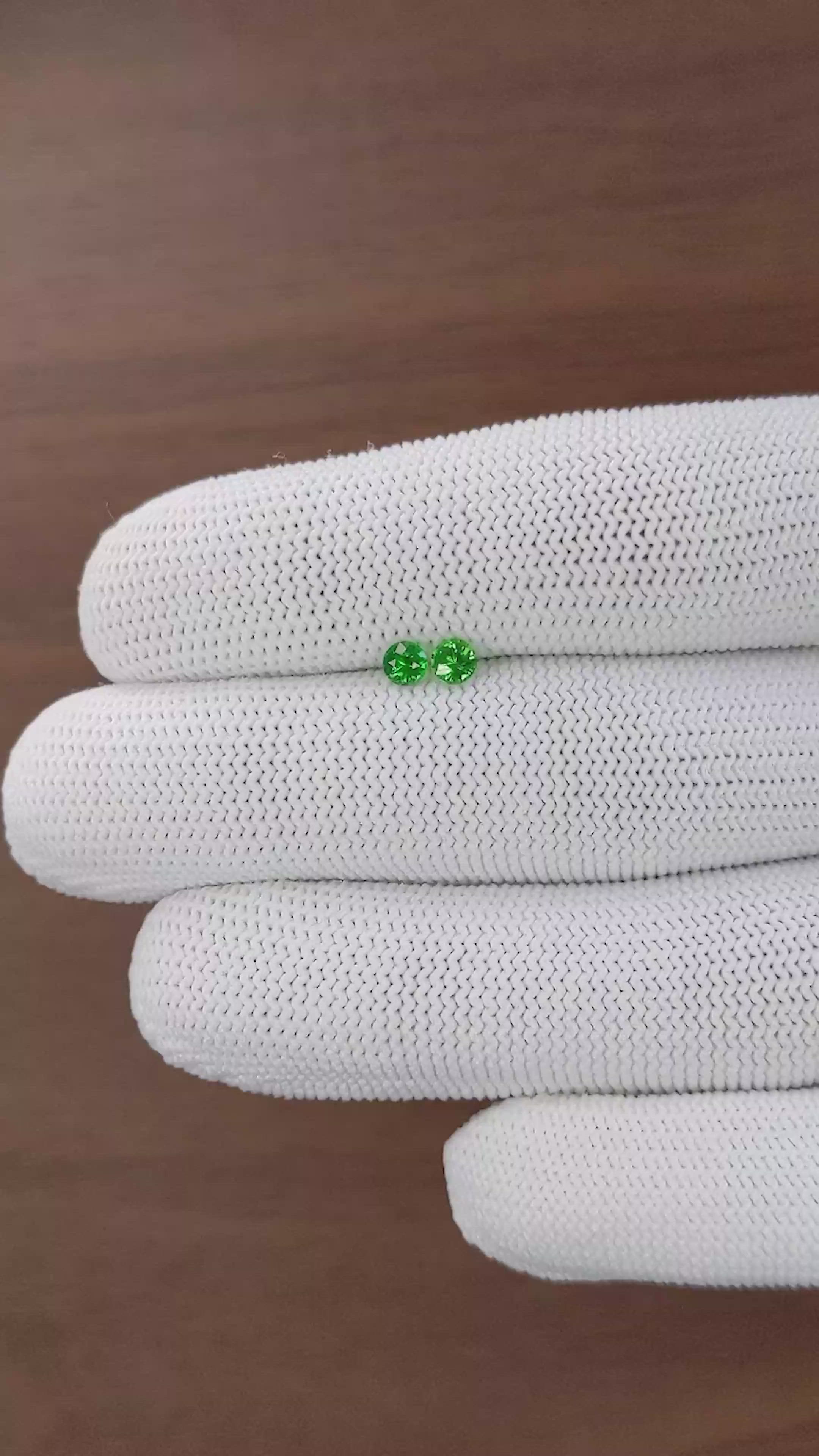 0.42 Ct.Tw.Total Carat Weight Tsavorite Garnet Pair from Tanzania Size Video