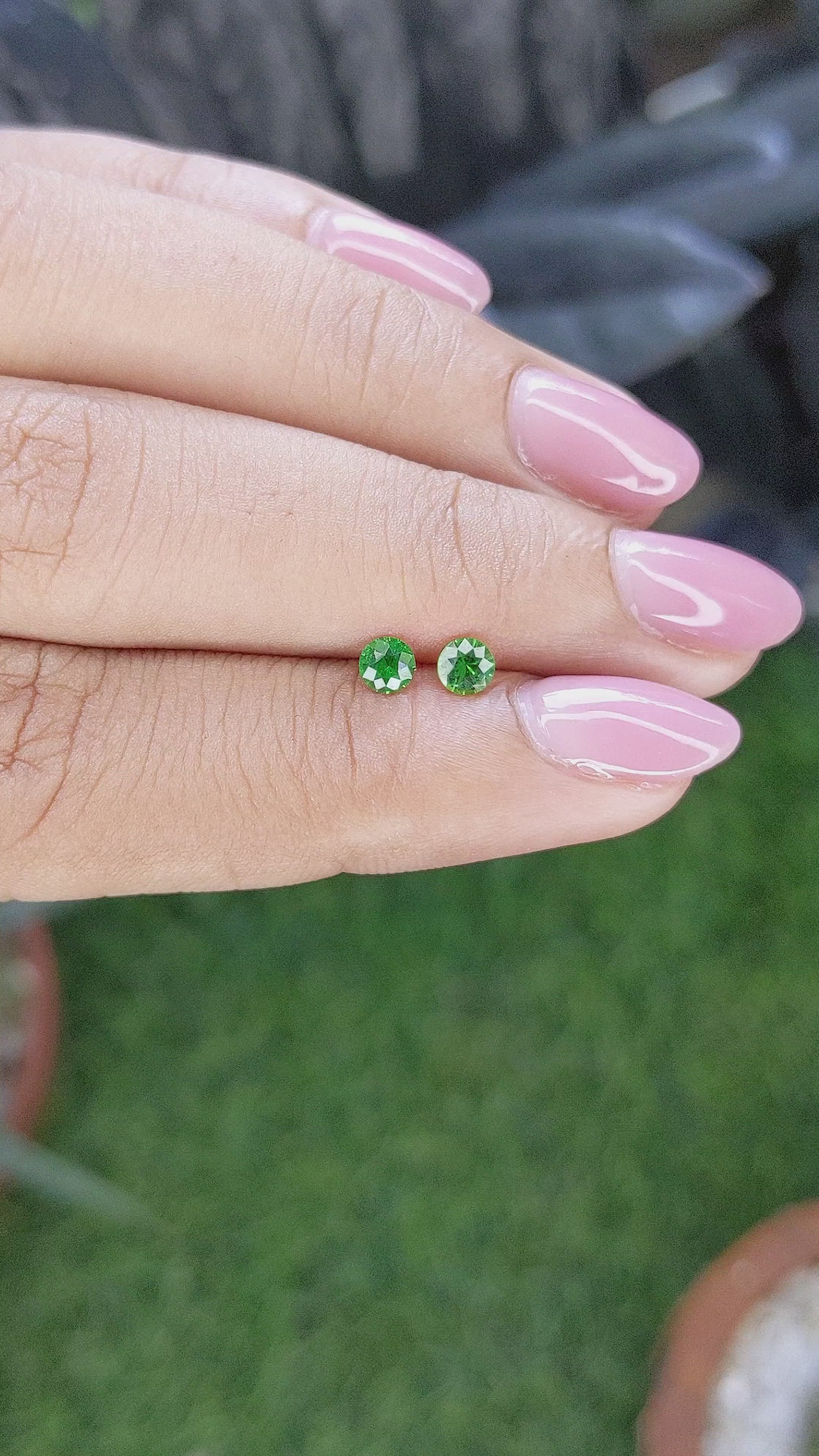 0.42 Ct.Tw.Total Carat Weight Tsavorite Garnet Pair from Tanzania Size Video