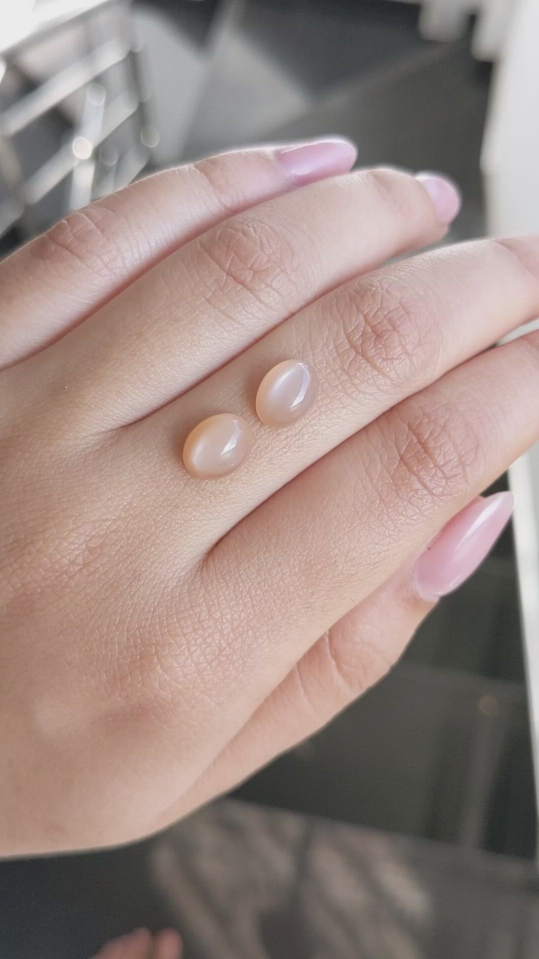 4.60 Ct.Tw.Total Carat Weight Peach Cabochon Moonstone Pair from Ceylon (Sri Lanka) Size Video