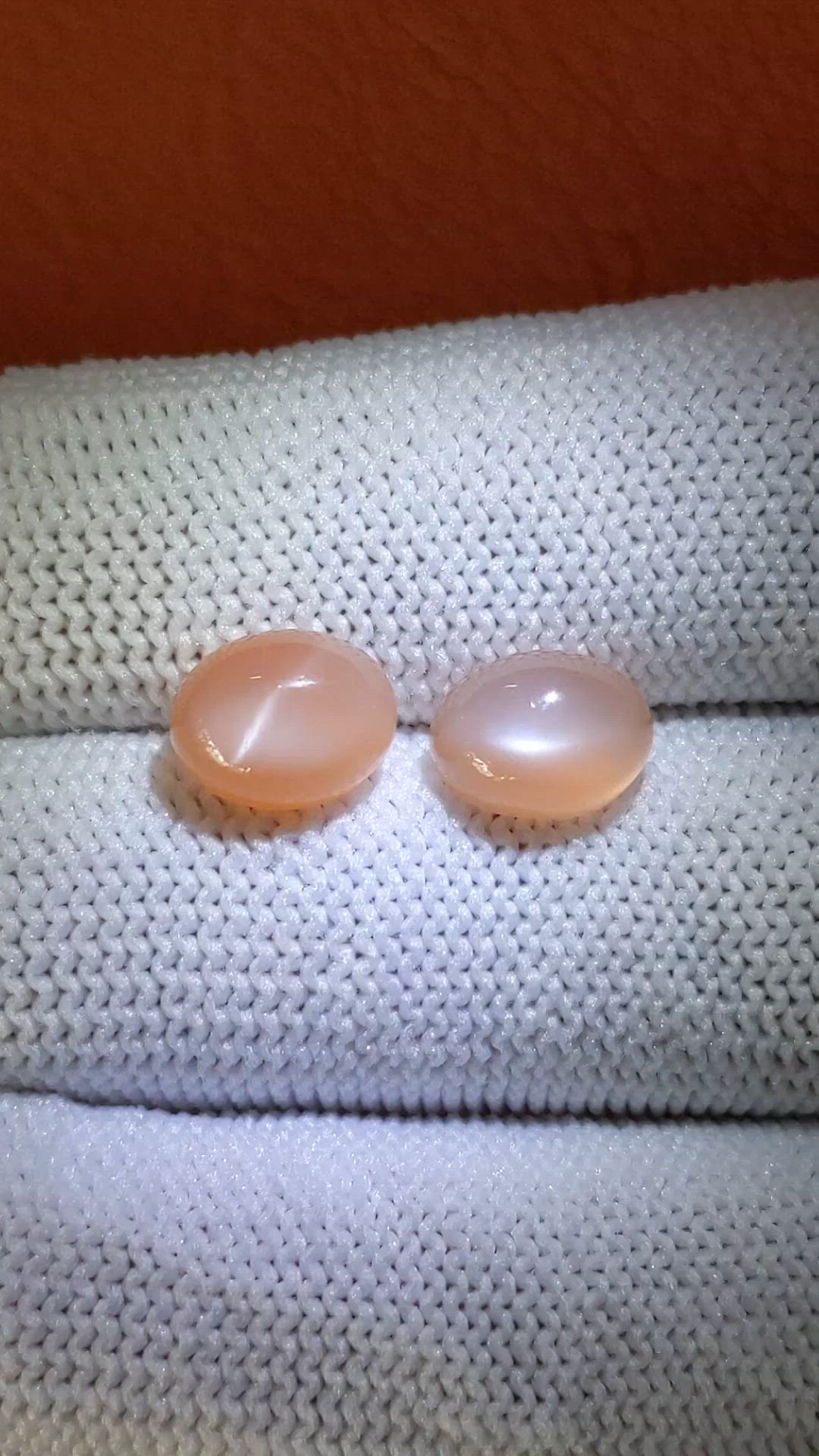 4.60 Ct.Tw.Total Carat Weight Peach Cabochon Moonstone Pair from Ceylon (Sri Lanka) Size Video
