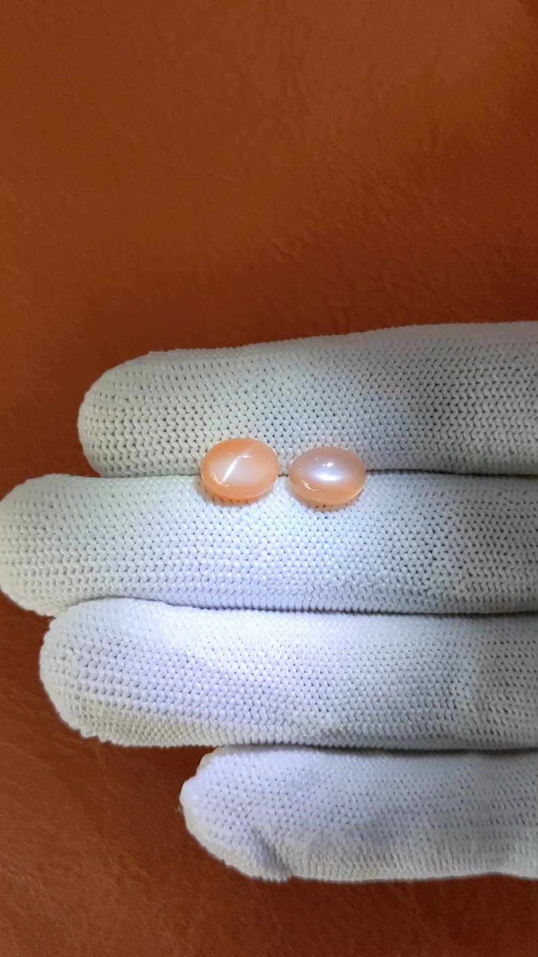 4.60 Ct.Tw.Total Carat Weight Peach Cabochon Moonstone Pair from Ceylon (Sri Lanka) Size Video