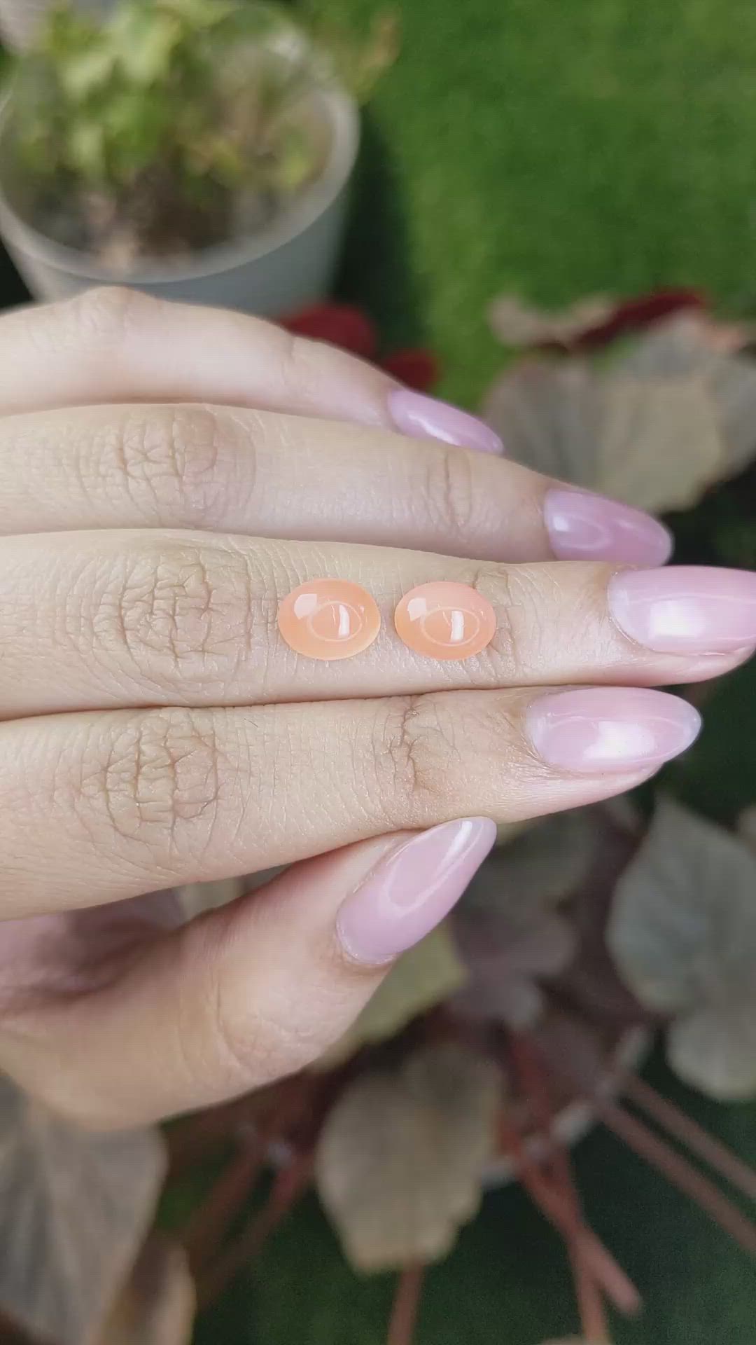 4.57&nbsp;Ct.Tw.Total Carat Weight Peach Cabochon Moonstone Pair from Ceylon (Sri Lanka) Size Video