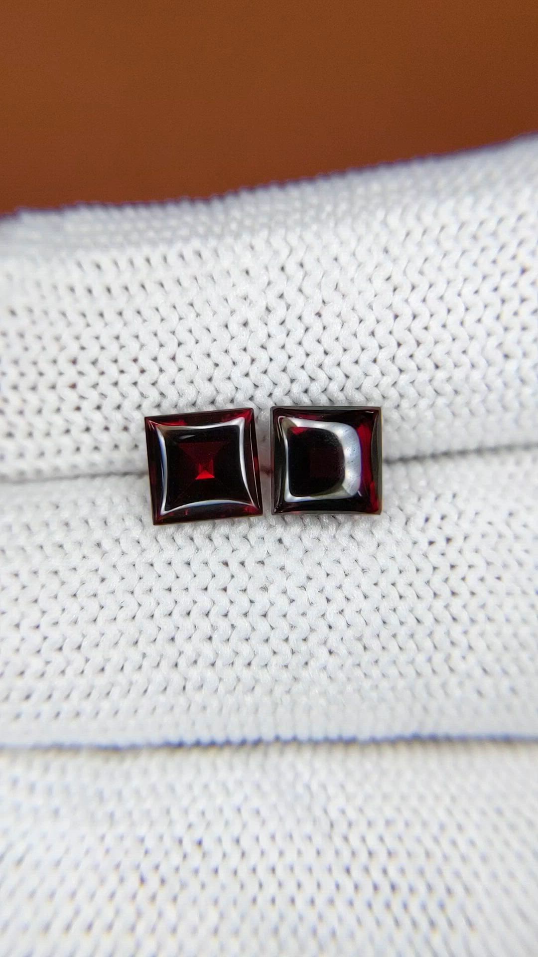 3.08&nbsp;Ct.Tw.Total Carat Weight Red Cabochon Almandine Garnet Pair from Ceylon (Sri Lanka) Size Video