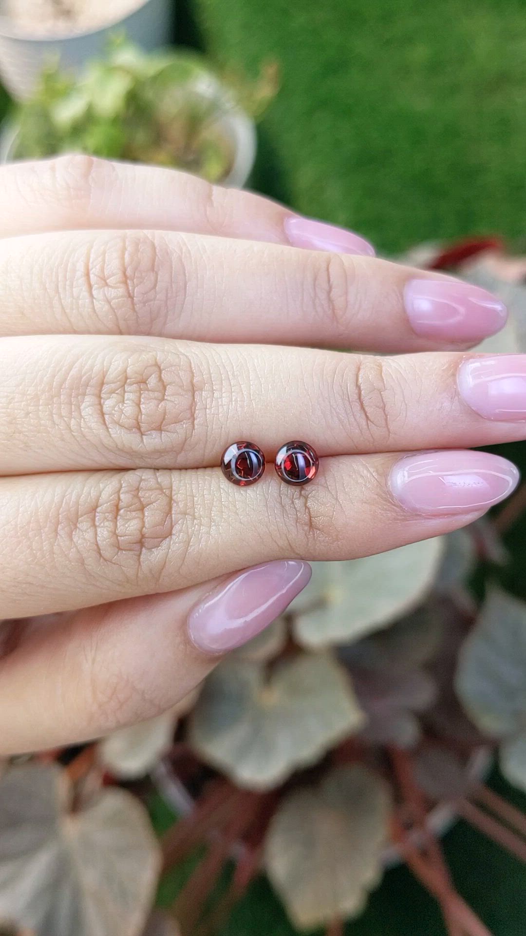 1.94 Ct.Tw.Total Carat Weight Red Cabochon Almandine Garnet Pair from Ceylon (Sri Lanka) Size Video