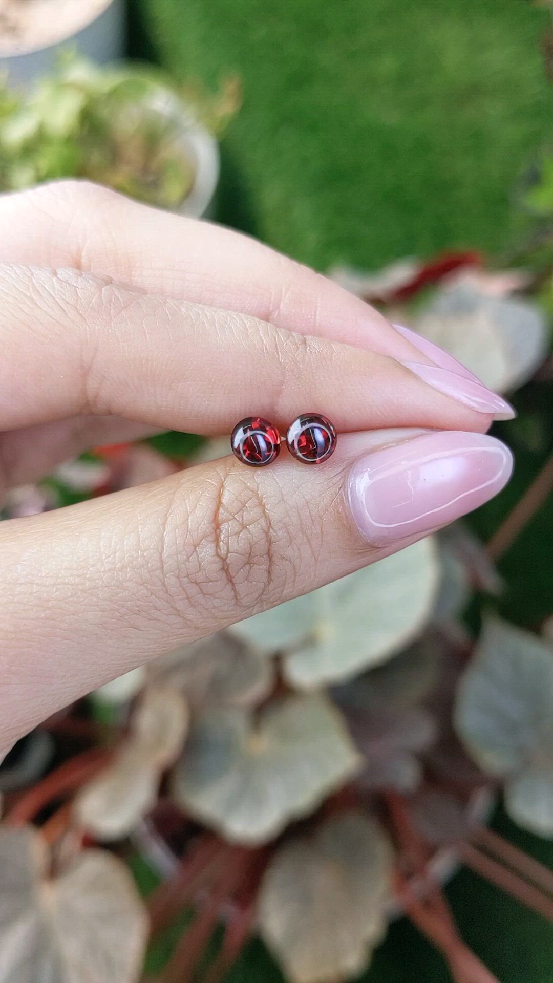 1.94 Ct.Tw.Total Carat Weight Red Cabochon Almandine Garnet Pair from Ceylon (Sri Lanka) Size Video