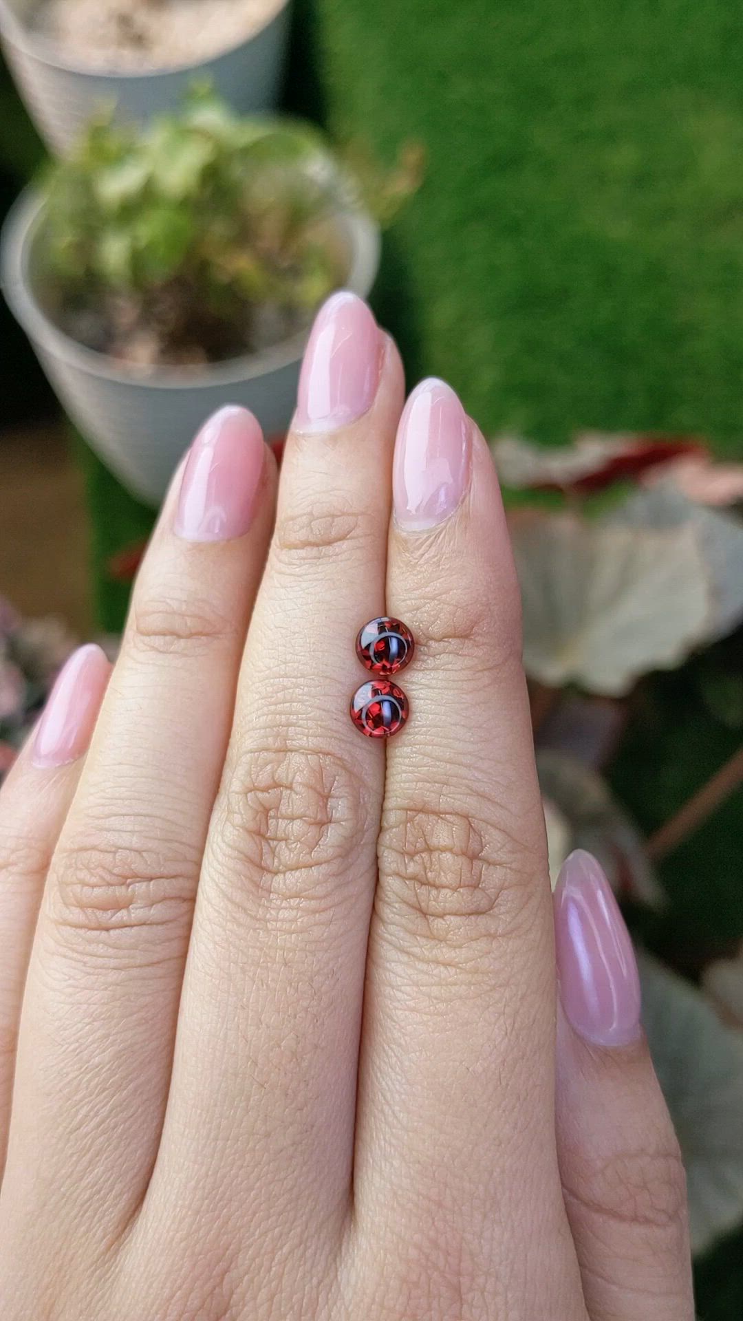 1.94 Ct.Tw.Total Carat Weight Red Cabochon Almandine Garnet Pair from Ceylon (Sri Lanka) Size Video