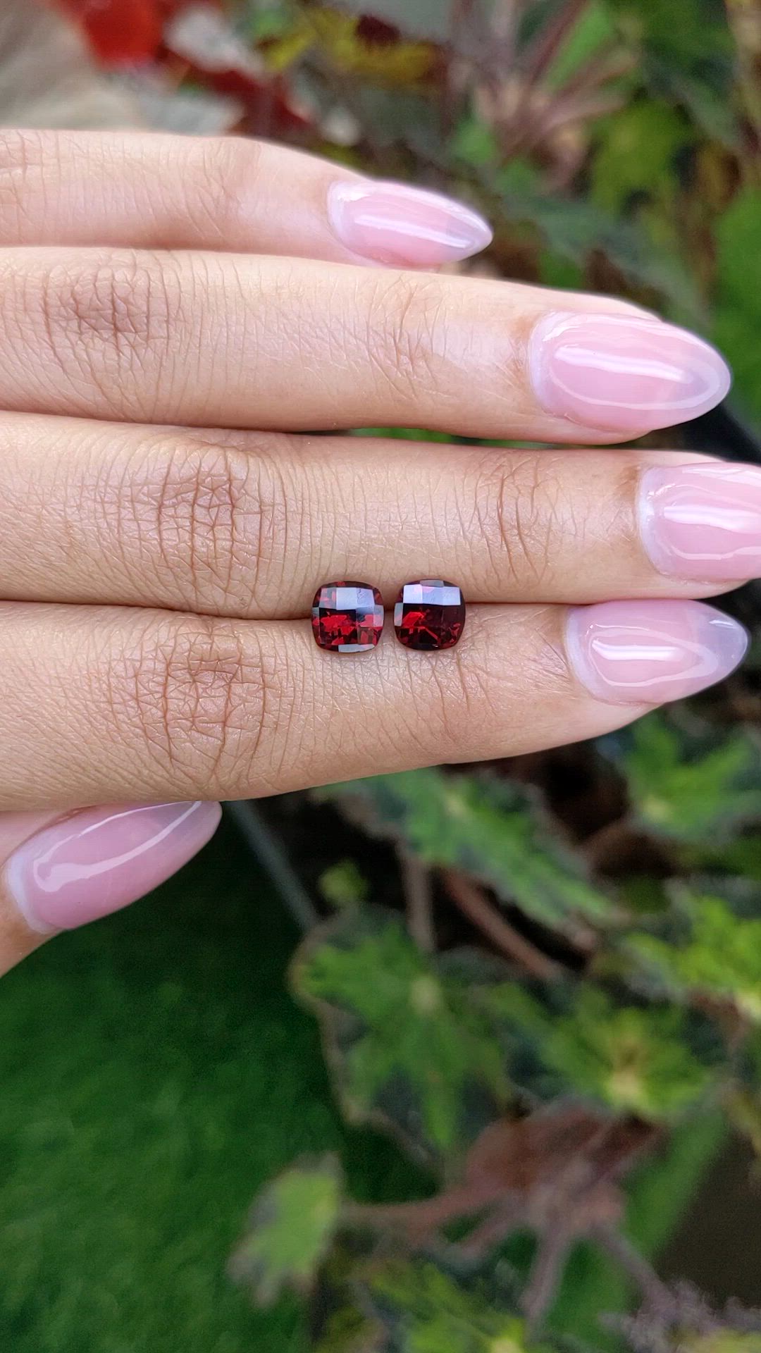 2.50&nbsp;Ct.Tw.Total Carat Weight Red Almandine Garnet Pair from Ceylon (Sri Lanka) Size Video