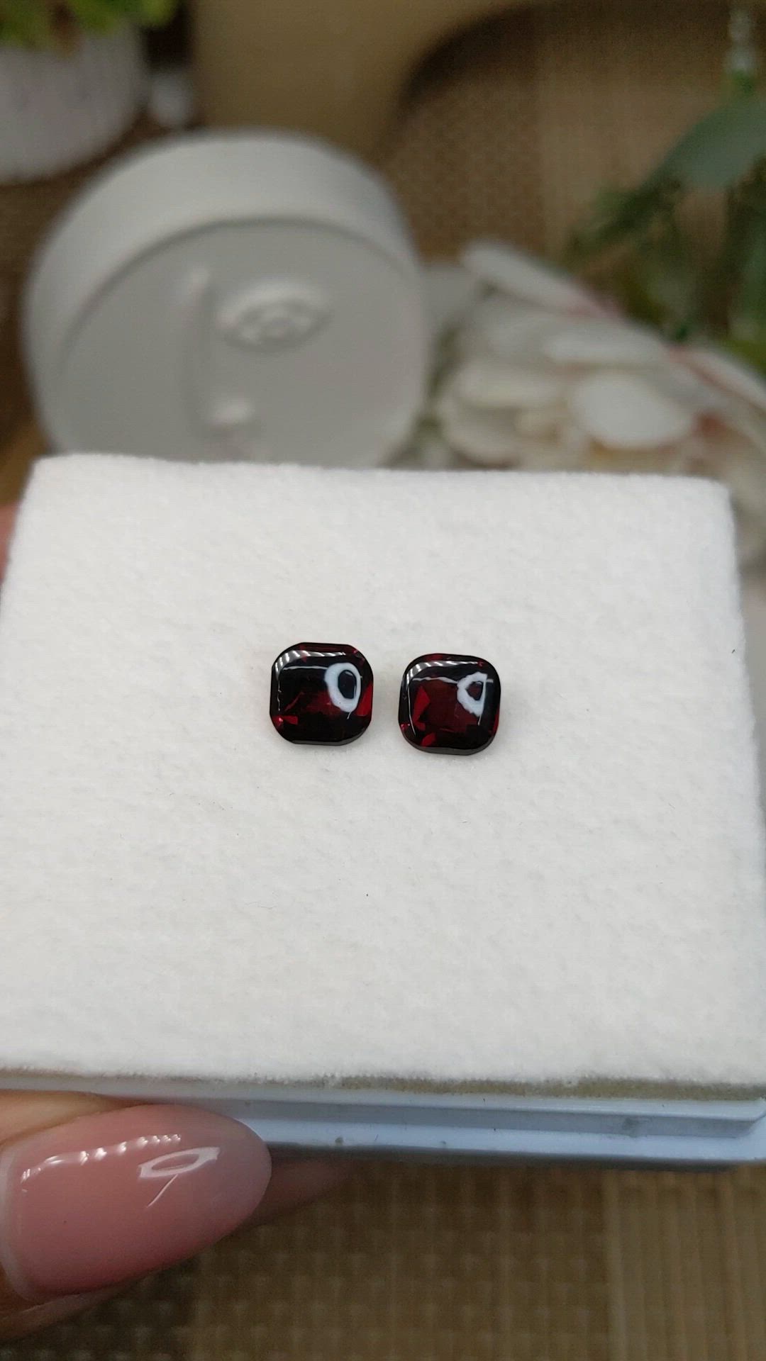 4.68&nbsp;Ct.Tw.Total Carat Weight Red Cabochon Almandine Garnet Pair from Ceylon (Sri Lanka) Size Video