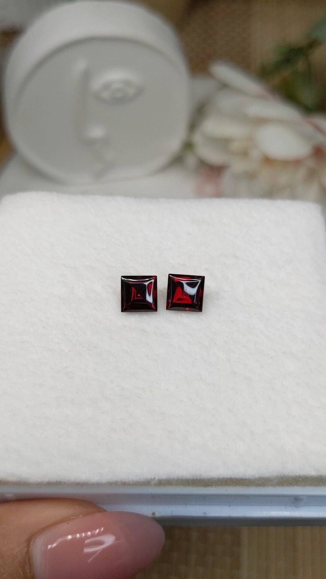 2.72 Ct.Tw.Total Carat Weight Red Cabochon Almandine Garnet Pair from Ceylon (Sri Lanka) Size Video