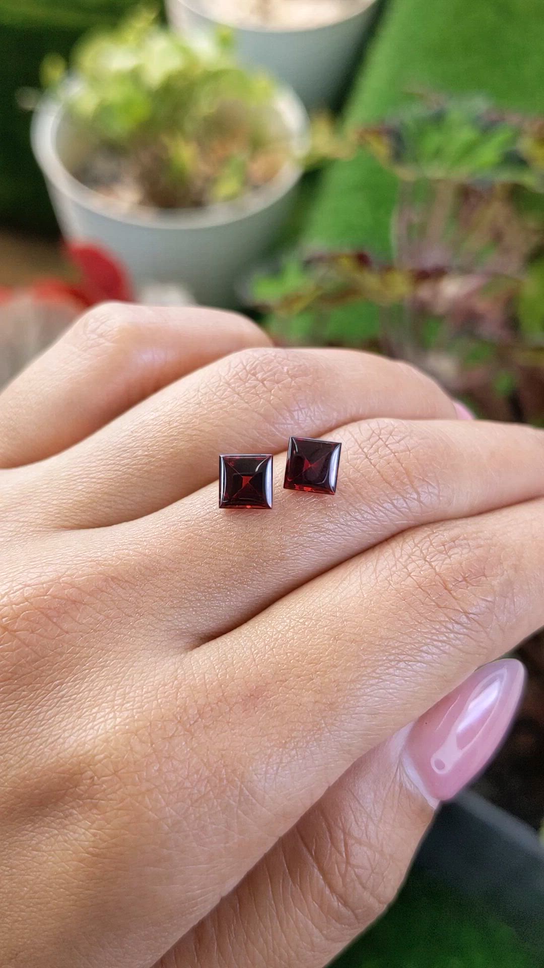 2.72 Ct.Tw.Total Carat Weight Red Cabochon Almandine Garnet Pair from Ceylon (Sri Lanka) Size Video