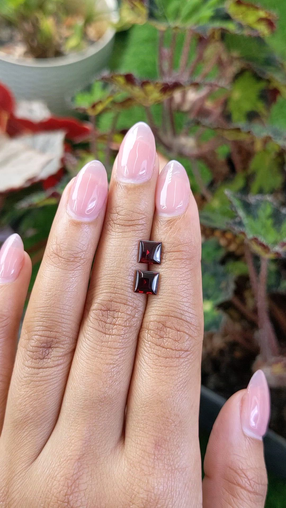 2.72 Ct.Tw.Total Carat Weight Red Cabochon Almandine Garnet Pair from Ceylon (Sri Lanka) Size Video