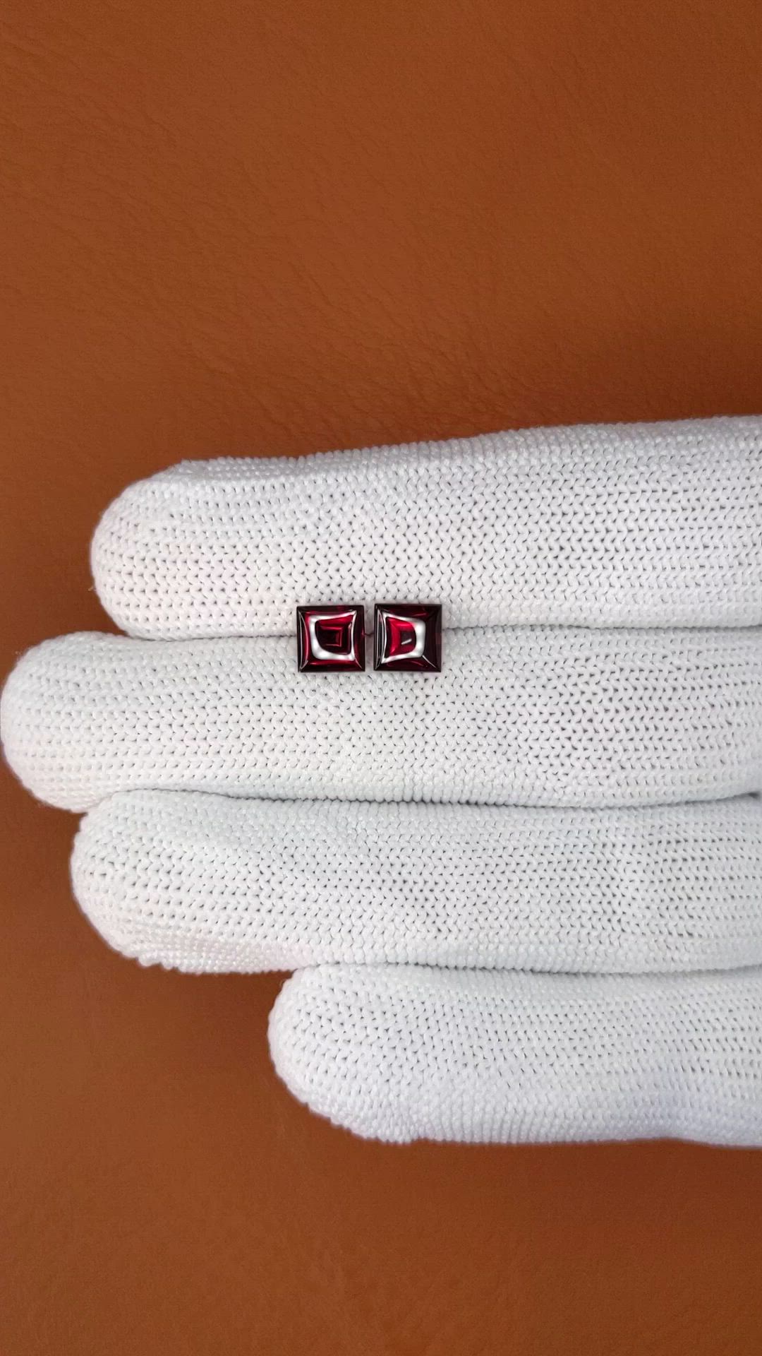 2.72 Ct.Tw.Total Carat Weight Red Cabochon Almandine Garnet Pair from Ceylon (Sri Lanka) Size Video