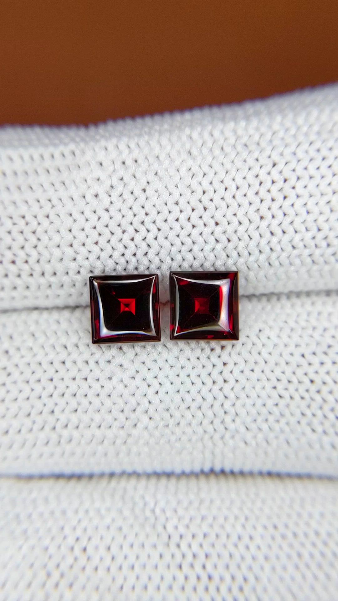 2.72 Ct.Tw.Total Carat Weight Red Cabochon Almandine Garnet Pair from Ceylon (Sri Lanka) Size Video