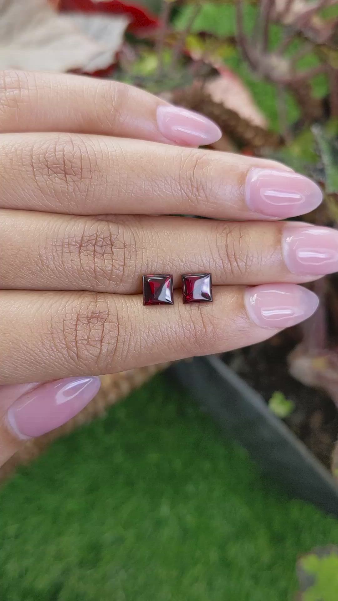 2.72 Ct.Tw.Total Carat Weight Red Cabochon Almandine Garnet Pair from Ceylon (Sri Lanka) Size Video