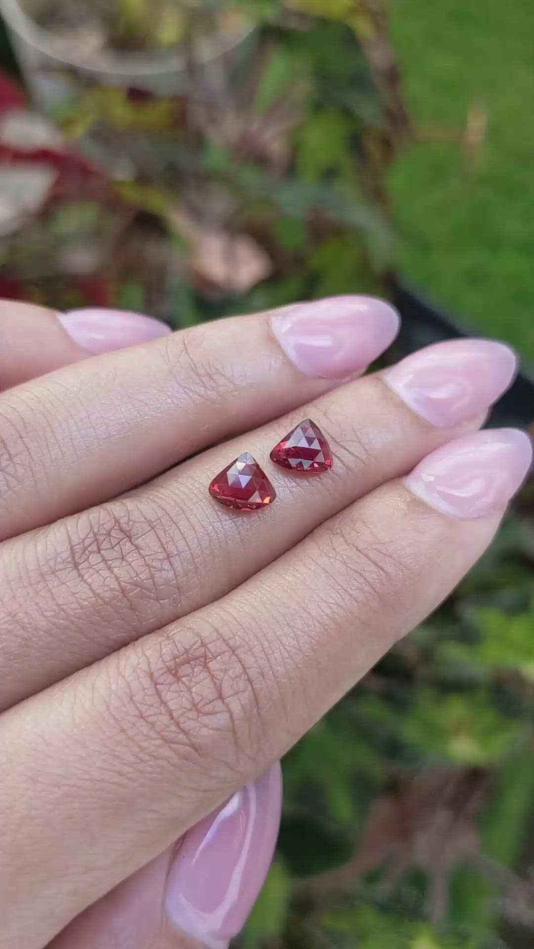 2.39&nbsp;Ct.Tw.Total Carat Weight Red Almandine Garnet Pair from Ceylon (Sri Lanka) Size Video