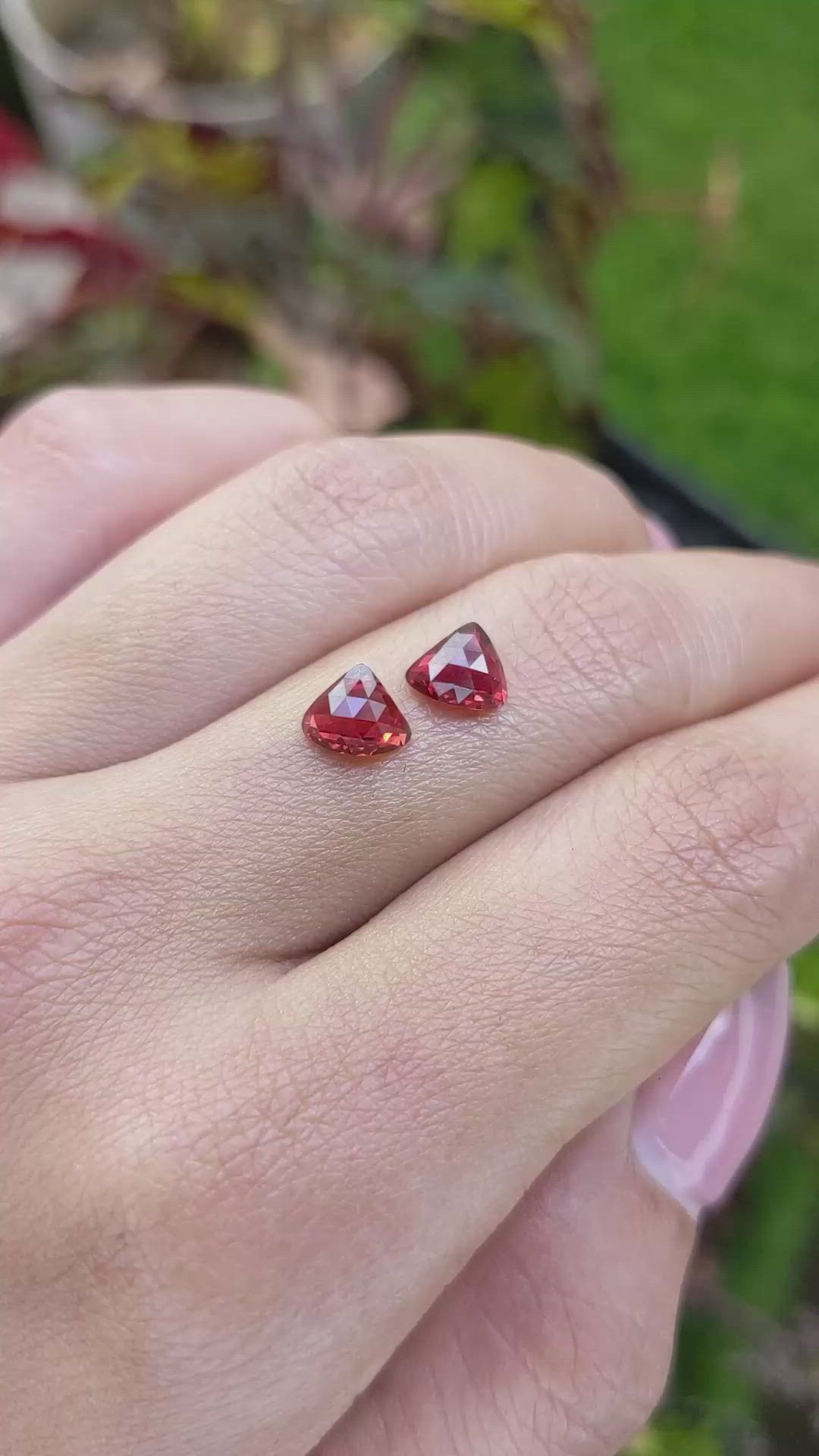2.39&nbsp;Ct.Tw.Total Carat Weight Red Almandine Garnet Pair from Ceylon (Sri Lanka) Size Video