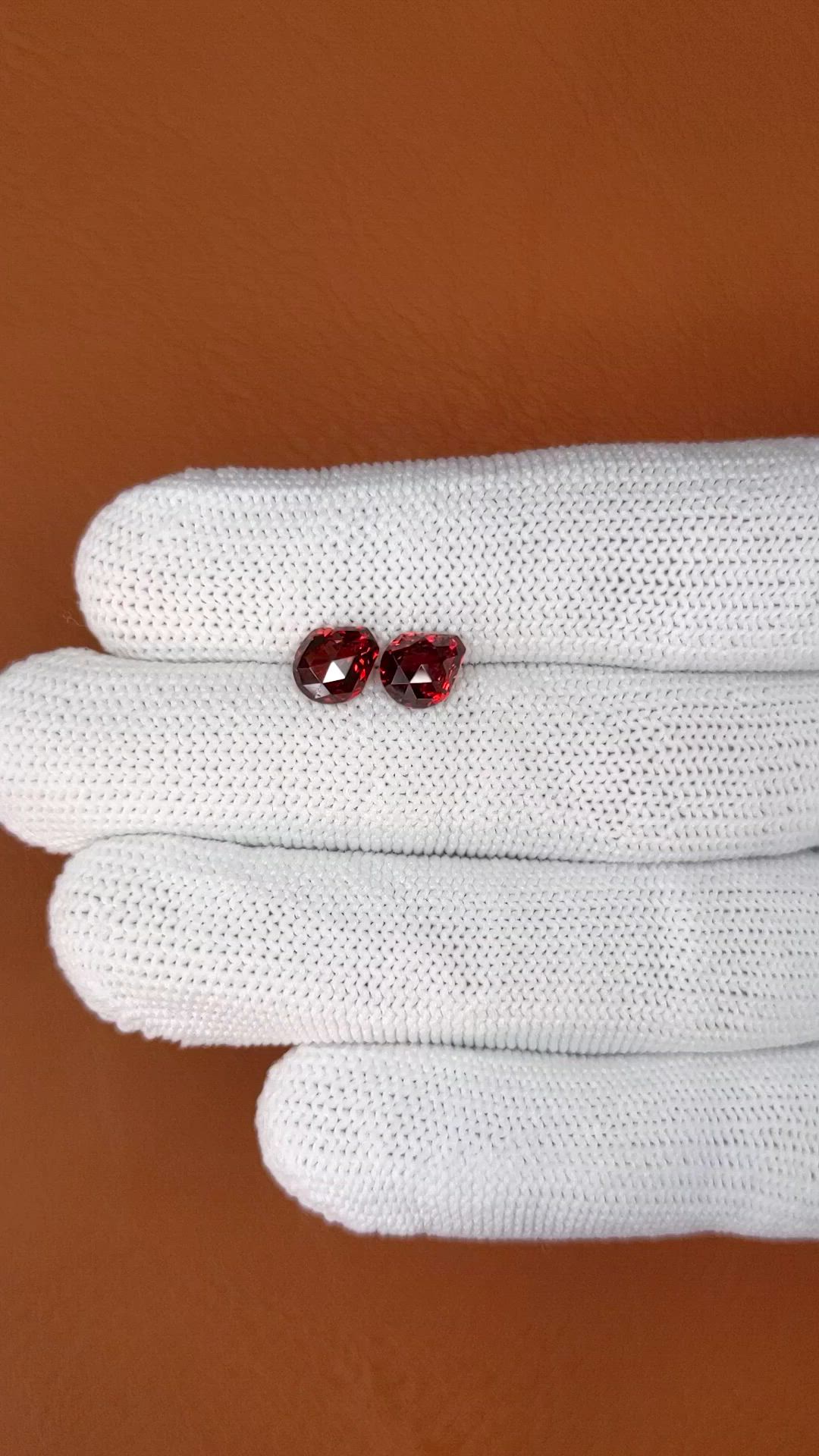 2.94&nbsp;Ct.Tw.Total Carat Weight Red Almandine Garnet Pair from Ceylon (Sri Lanka) Size Video