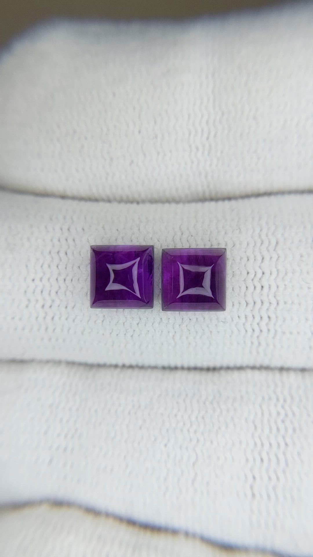 2.37 Ct.Tw.Total Carat Weight Purple Cabochon Amethyst Pair from Brazil Size Video