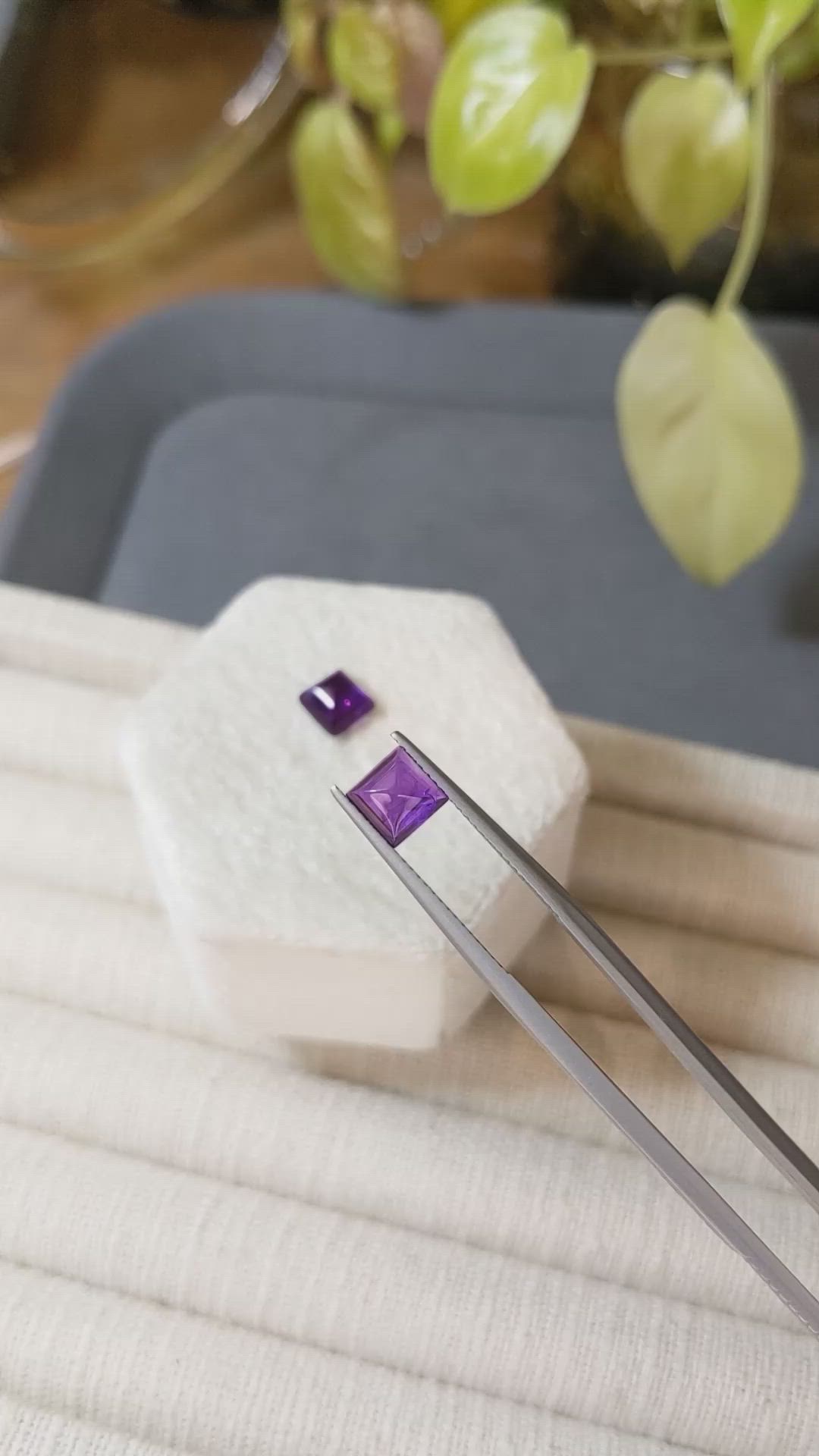2.37 Ct.Tw.Total Carat Weight Purple Cabochon Amethyst Pair from Brazil Size Video