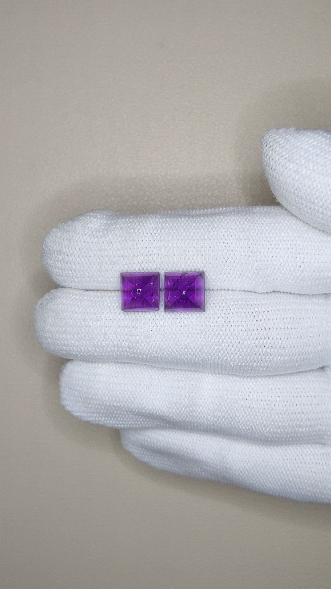 5.07 Ct.Tw.Total Carat Weight Purple Cabochon Amethyst Pair from Brazil Size Video