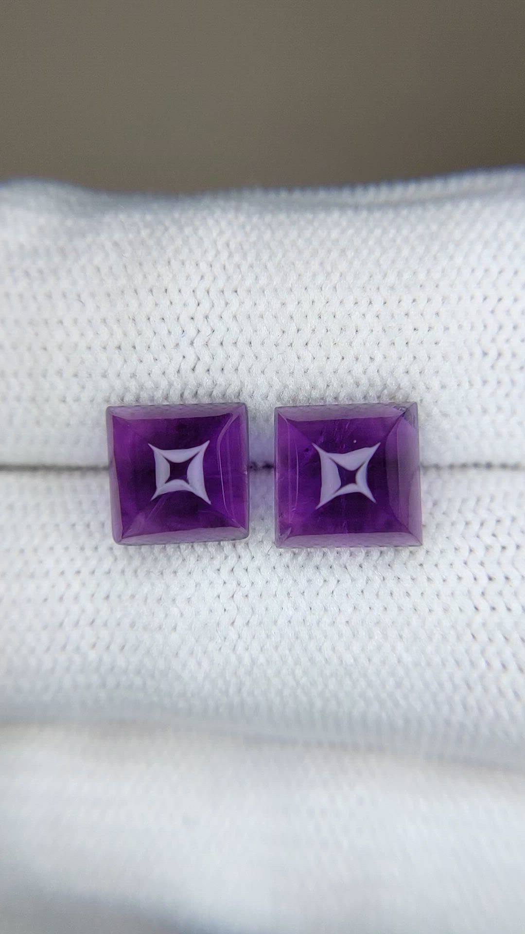 5.07 Ct.Tw.Total Carat Weight Purple Cabochon Amethyst Pair from Brazil Size Video