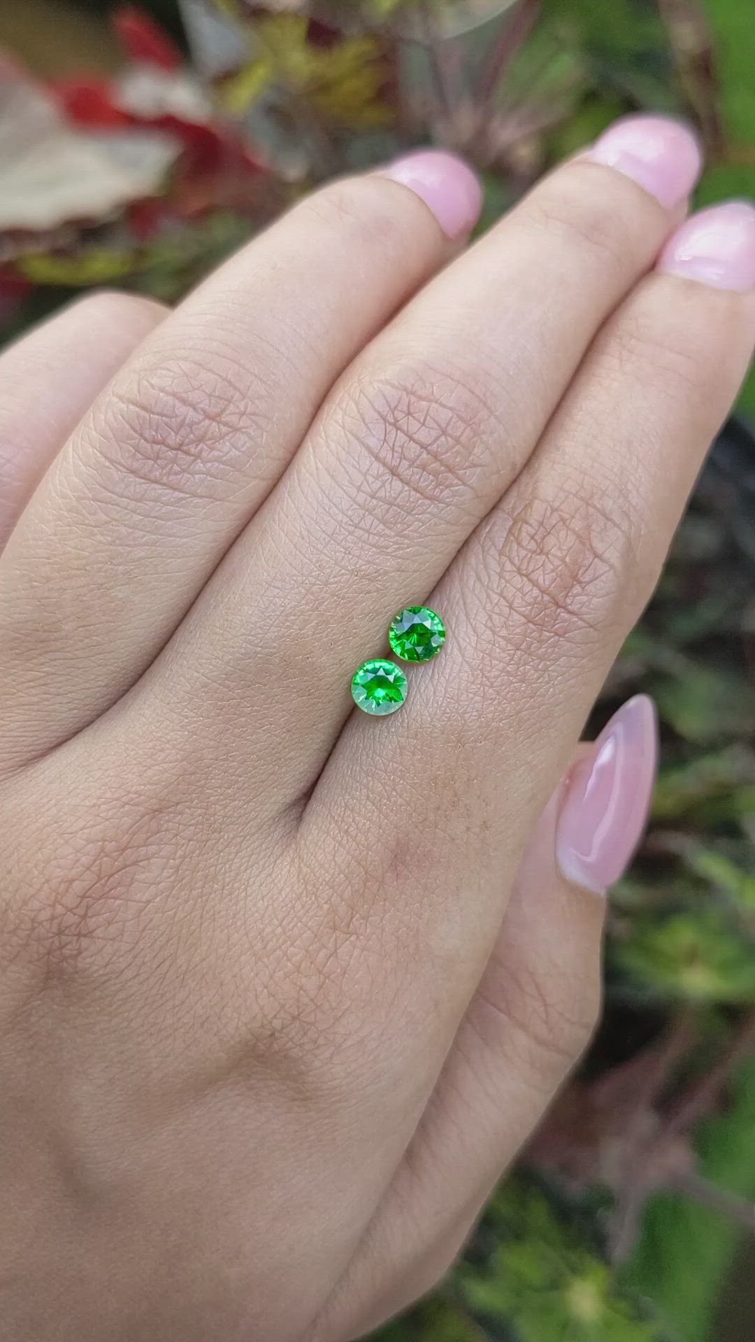 0.82 Ct.Tw.Total Carat Weight Tsavorite Garnet Pair from Madagascar Size Video