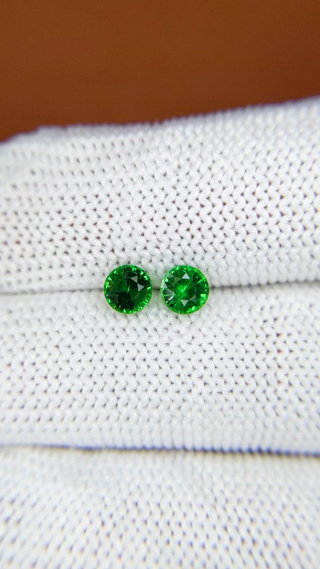 0.82 Ct.Tw.Total Carat Weight Tsavorite Garnet Pair from Madagascar Size Video