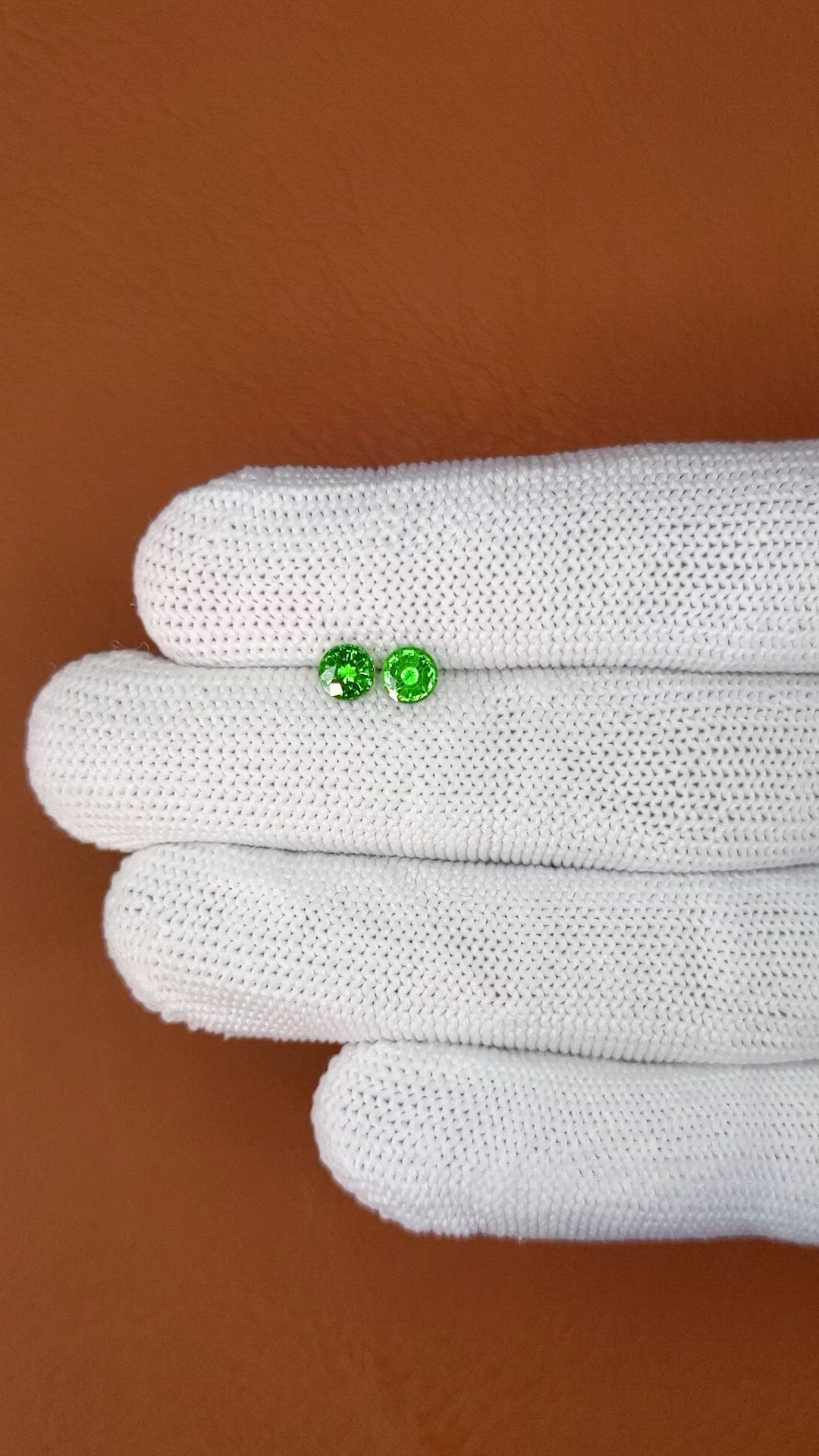 0.82 Ct.Tw.Total Carat Weight Tsavorite Garnet Pair from Madagascar Size Video