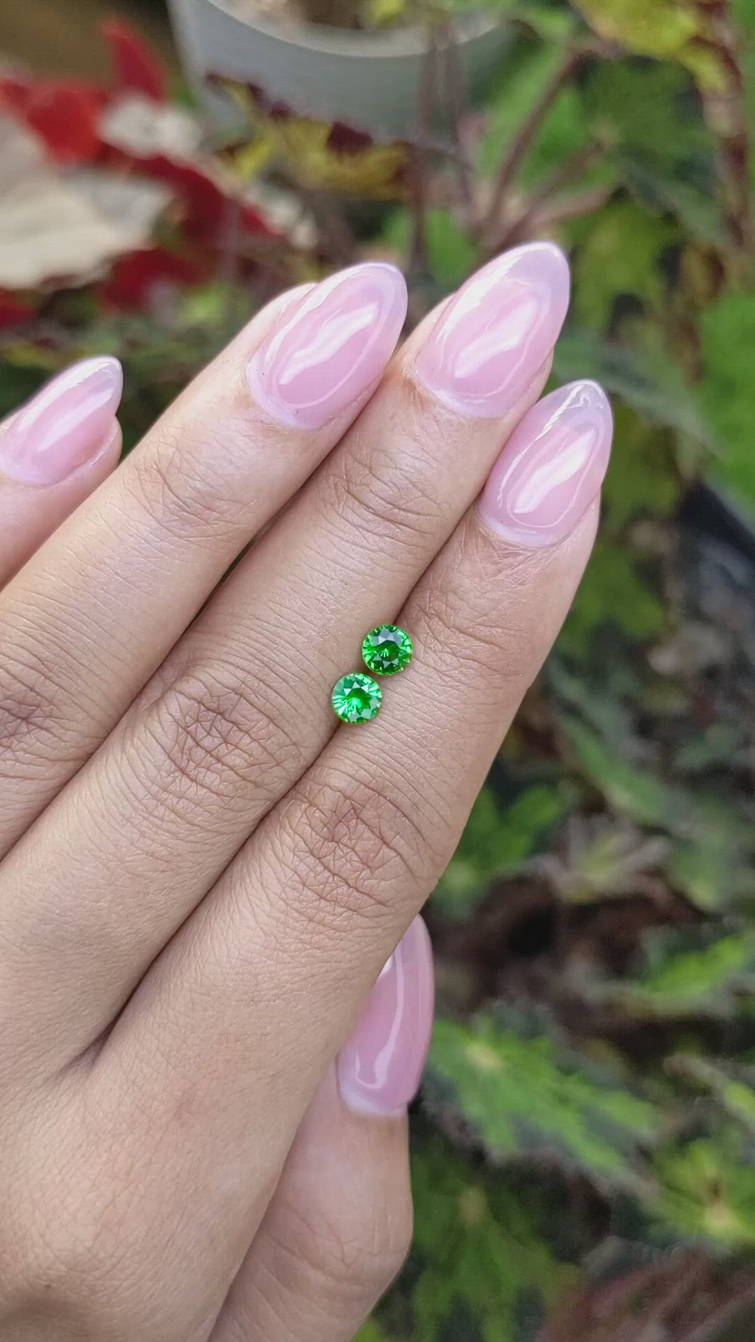 0.82 Ct.Tw.Total Carat Weight Tsavorite Garnet Pair from Madagascar Size Video
