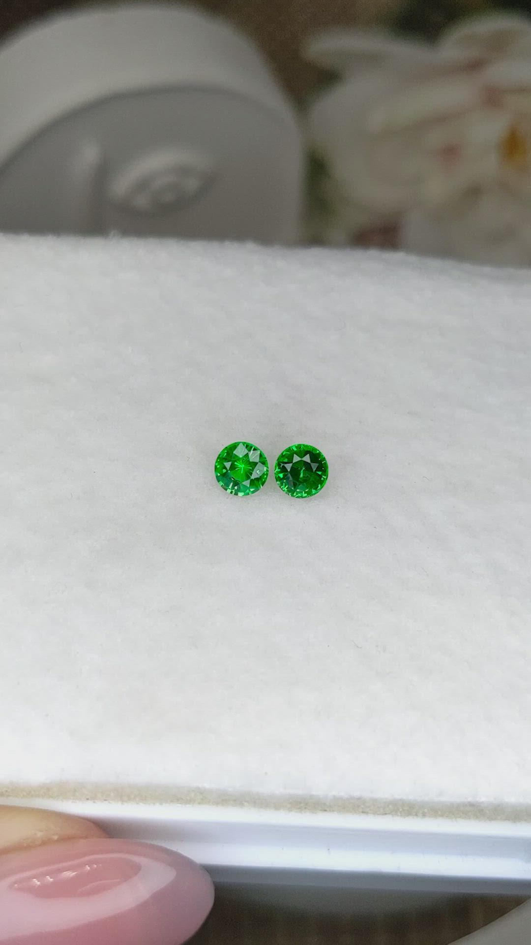 0.82 Ct.Tw.Total Carat Weight Tsavorite Garnet Pair from Madagascar Size Video