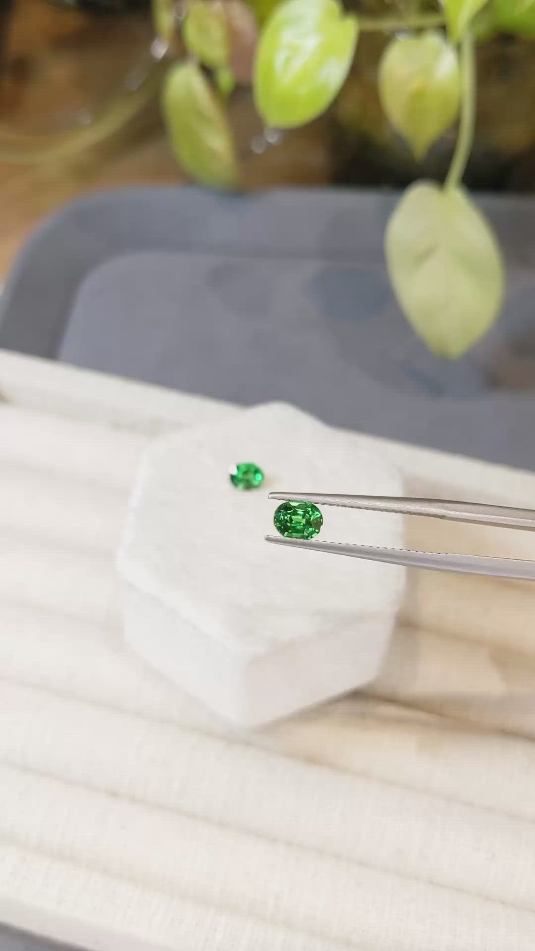 1.27 Ct.Tw.Total Carat Weight Tsavorite Garnet Pair from Tanzania Size Video