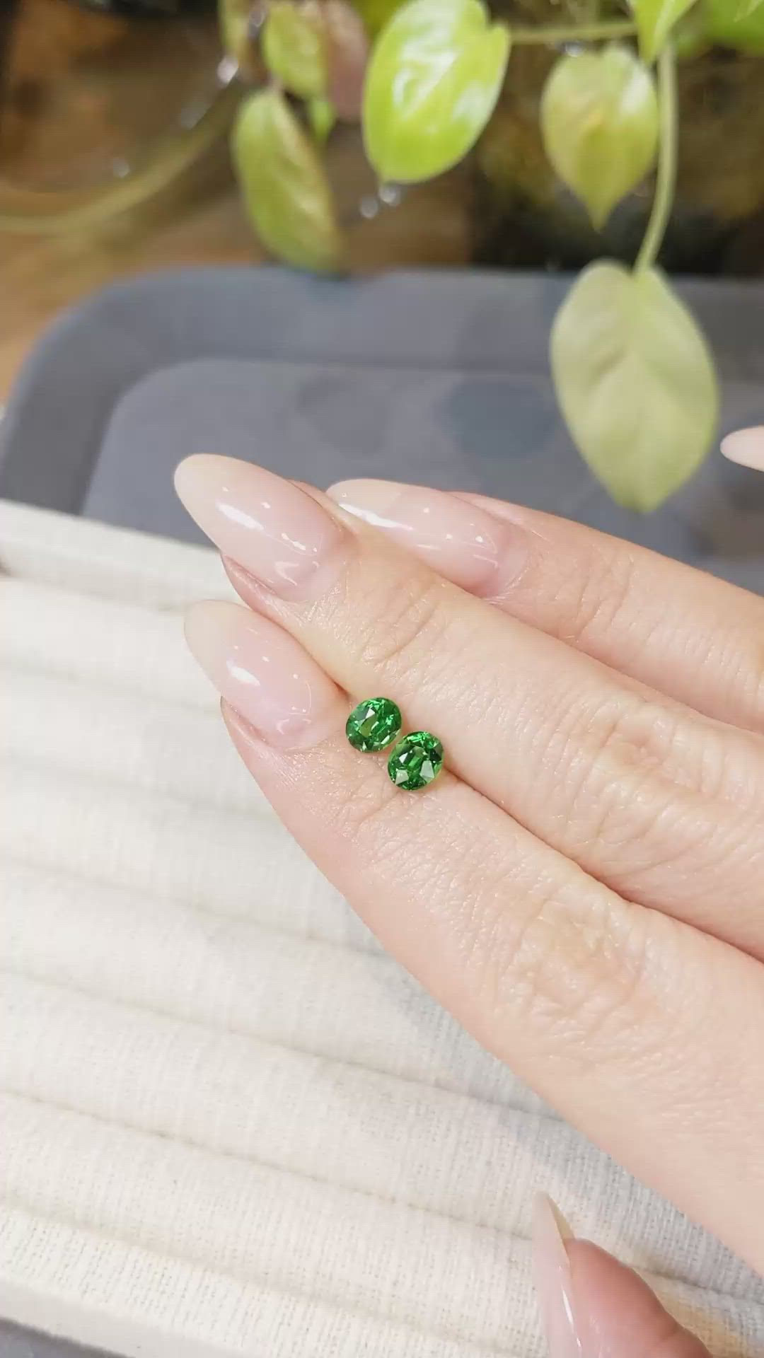 1.27 Ct.Tw.Total Carat Weight Tsavorite Garnet Pair from Tanzania Size Video
