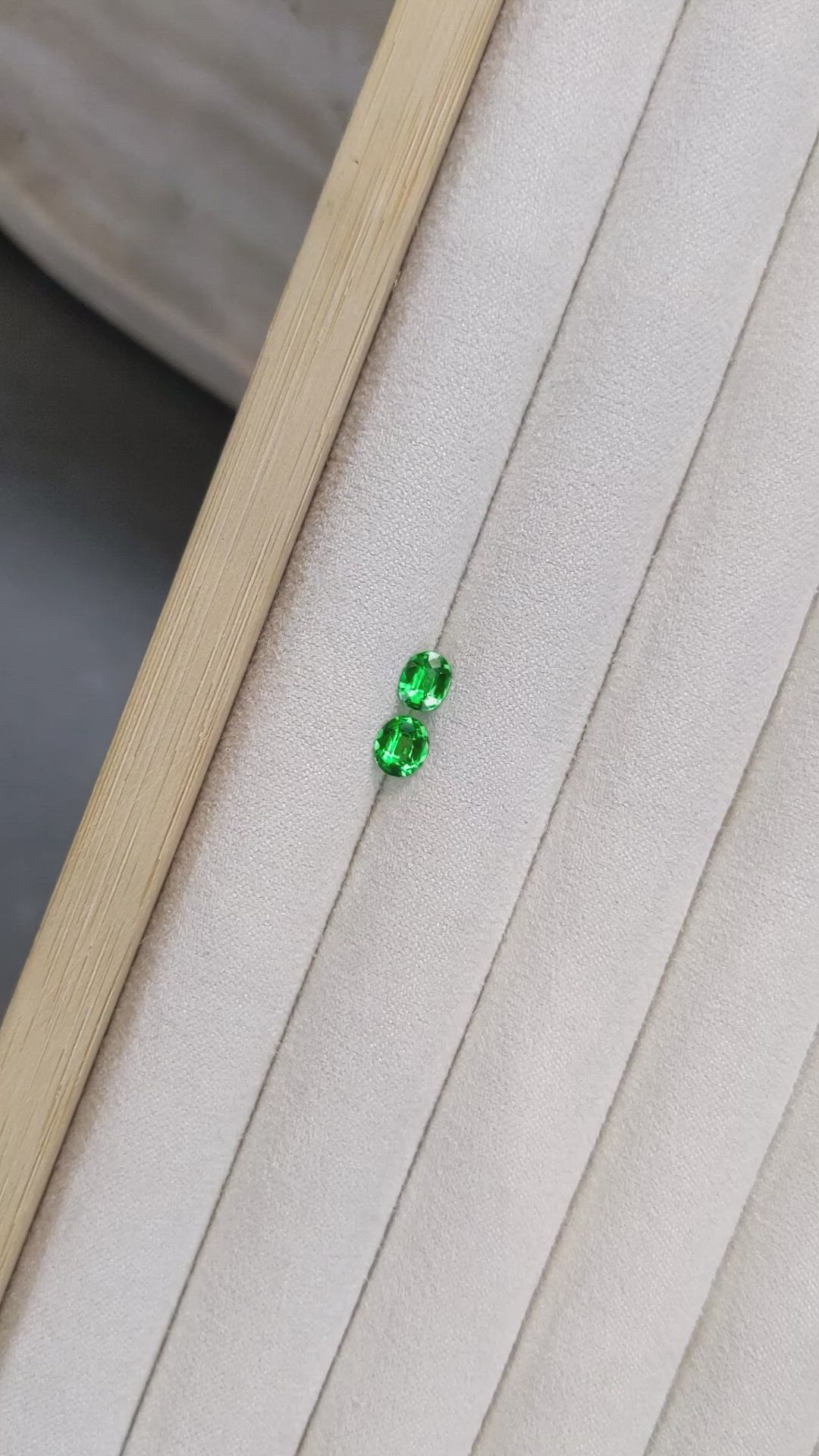 1.08 Ct.Tw.Total Carat Weight Tsavorite Garnet Pair from Tanzania Size Video