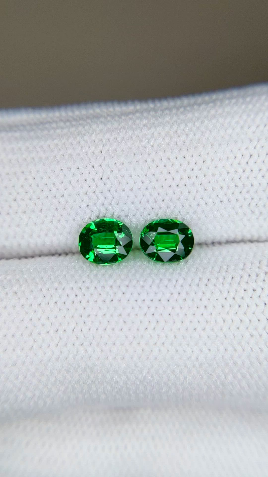 1.08 Ct.Tw.Total Carat Weight Tsavorite Garnet Pair from Tanzania Size Video