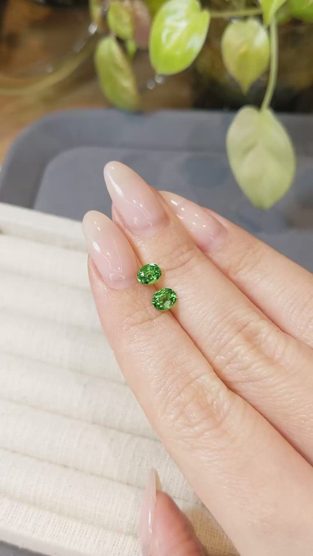 1.26&nbsp;Ct.Tw.Total Carat Weight Tsavorite Garnet Pair from Tanzania Size Video