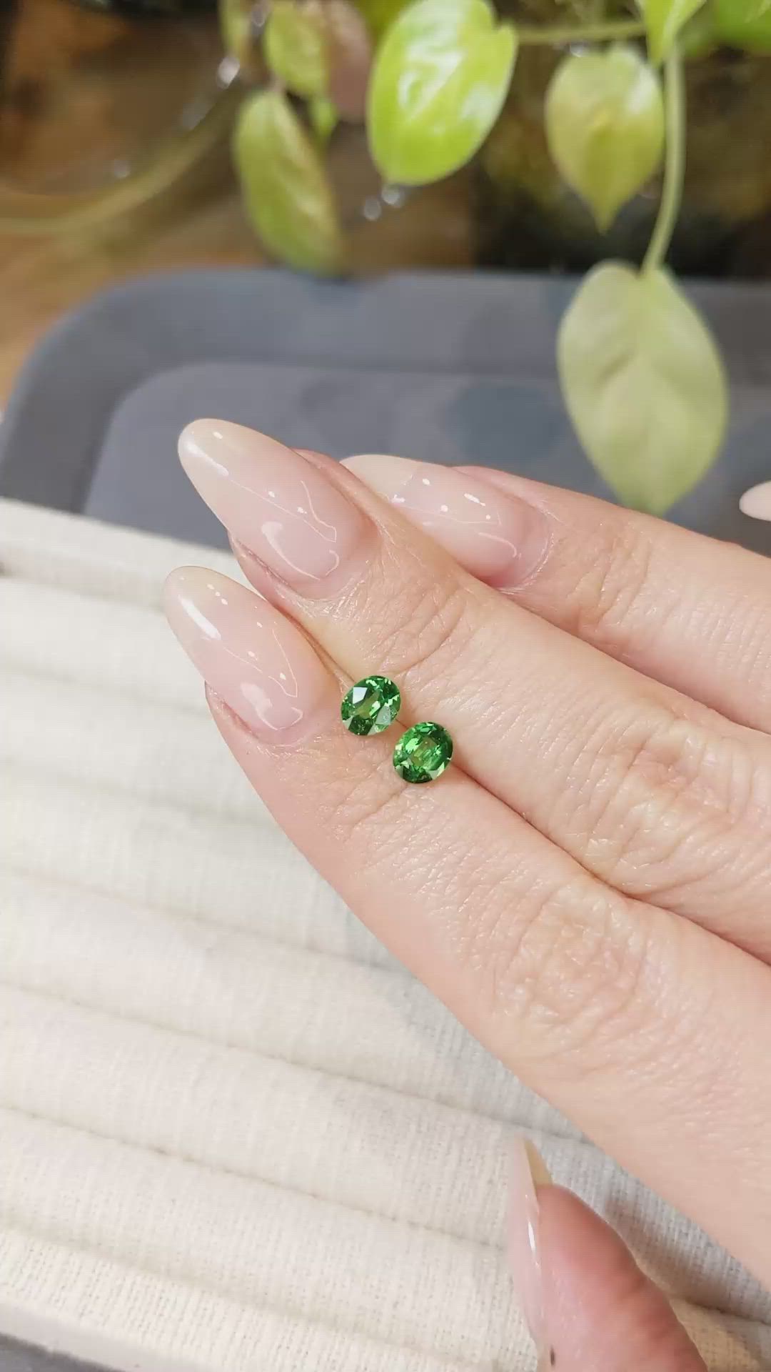 1.14&nbsp;Ct.Tw.Total Carat Weight Tsavorite Garnet Pair from Tanzania Size Video
