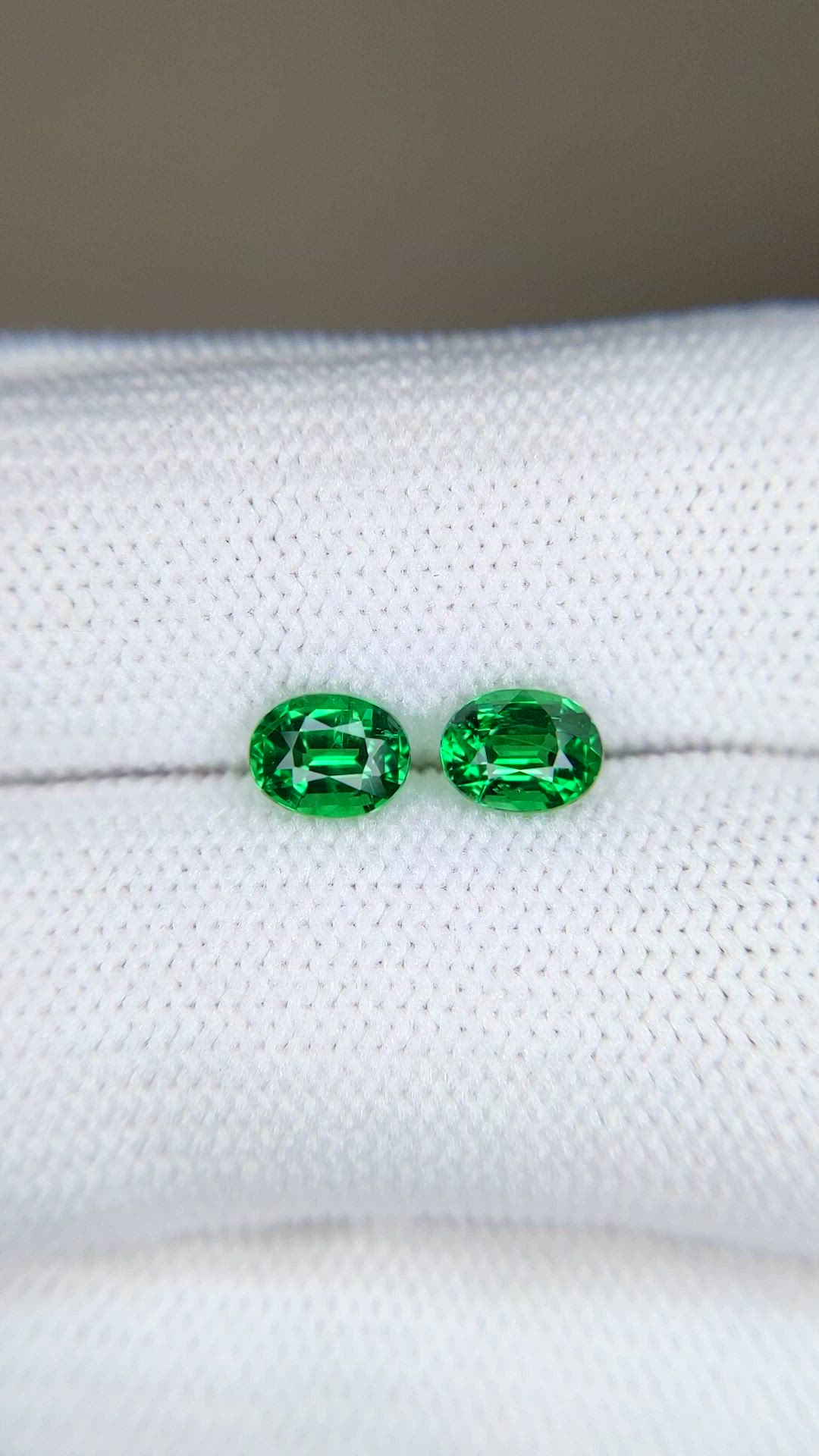 1.29 Ct.Tw.Total Carat Weight Tsavorite Garnet Pair from Tanzania Size Video