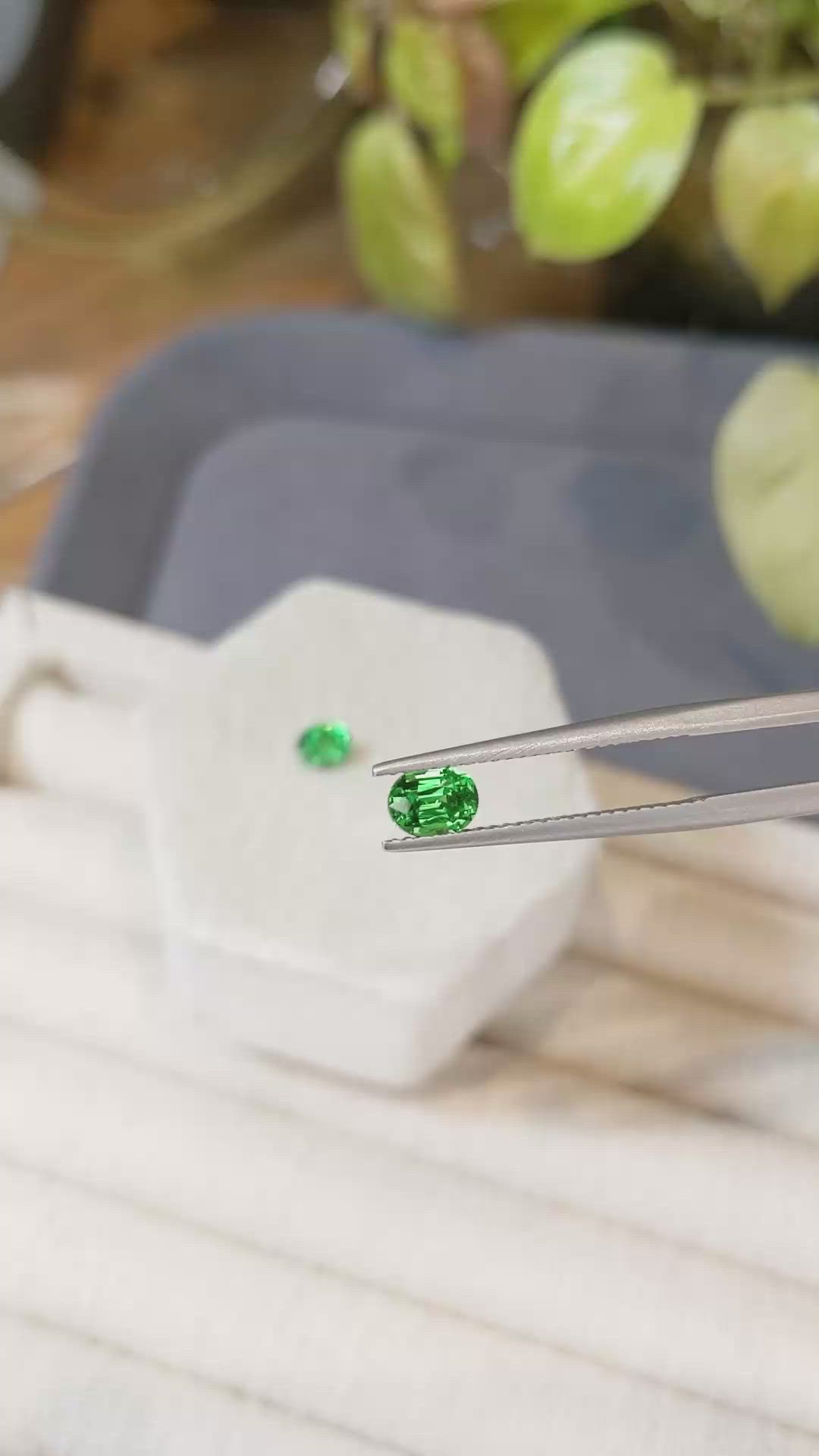 1.35&nbsp;Ct.Tw.Total Carat Weight Tsavorite Garnet Pair from Tanzania Size Video