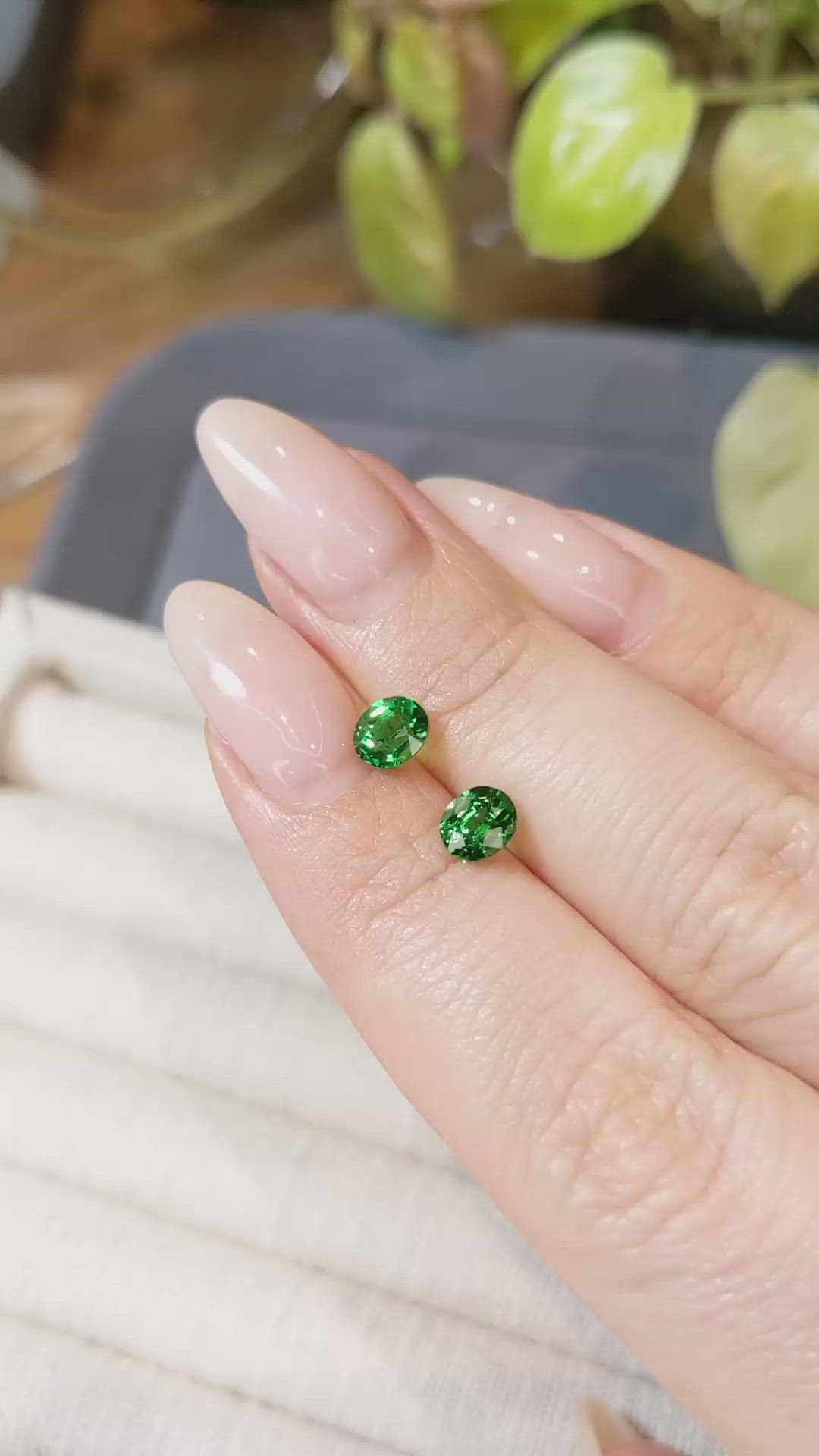 1.45 Ct.Tw.Total Carat Weight Tsavorite Garnet Pair from Tanzania Size Video
