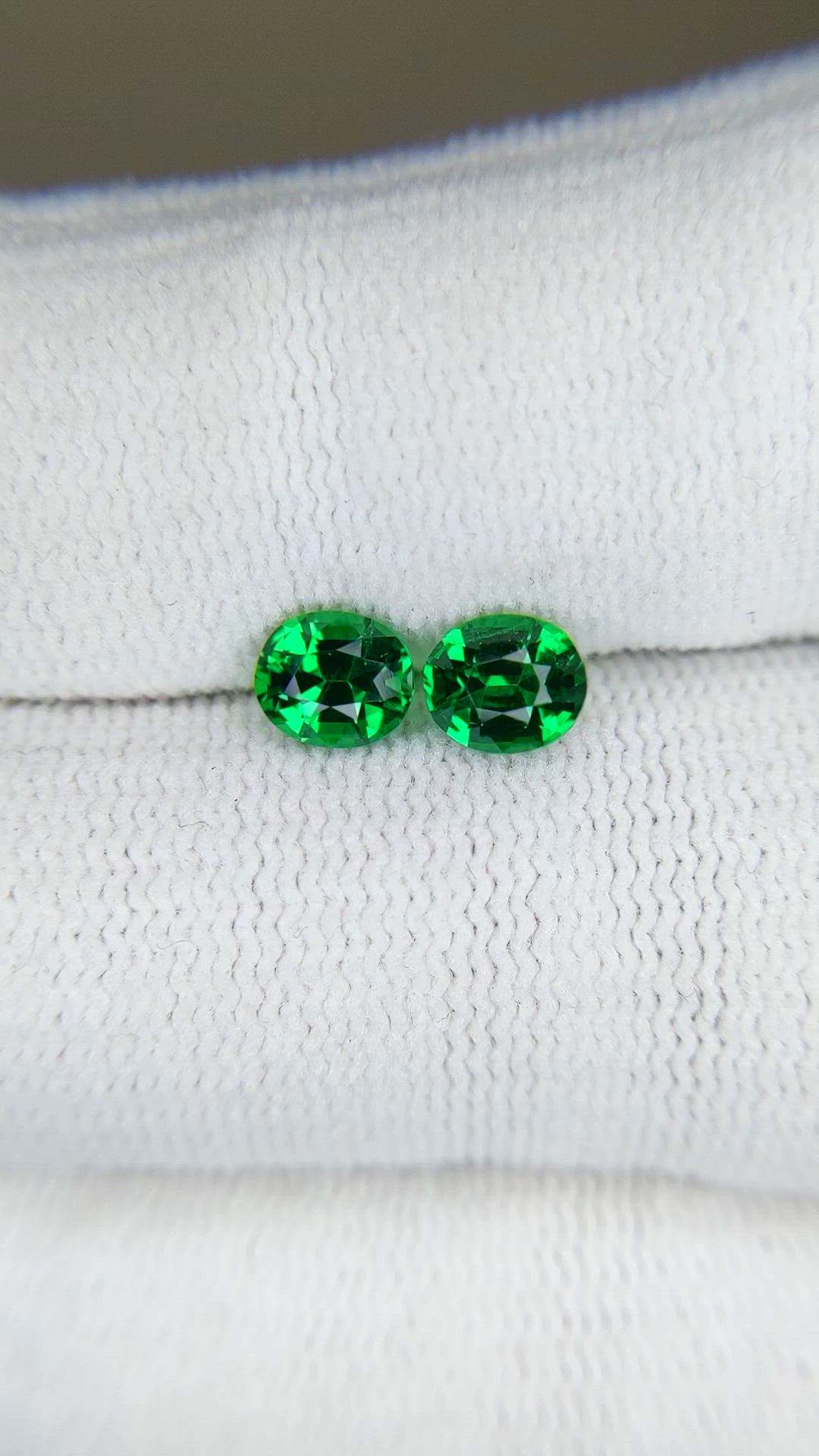 1.45 Ct.Tw.Total Carat Weight Tsavorite Garnet Pair from Tanzania Size Video