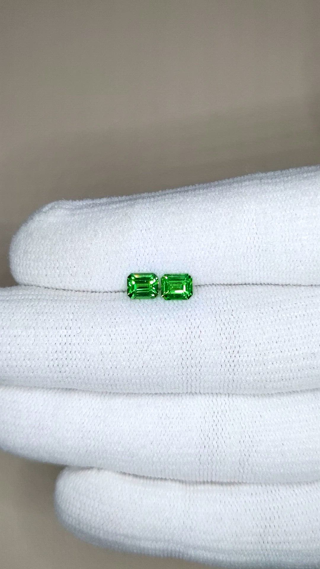 1.19 Ct.Tw.Total Carat Weight Tsavorite Garnet Pair from Tanzania Size Video