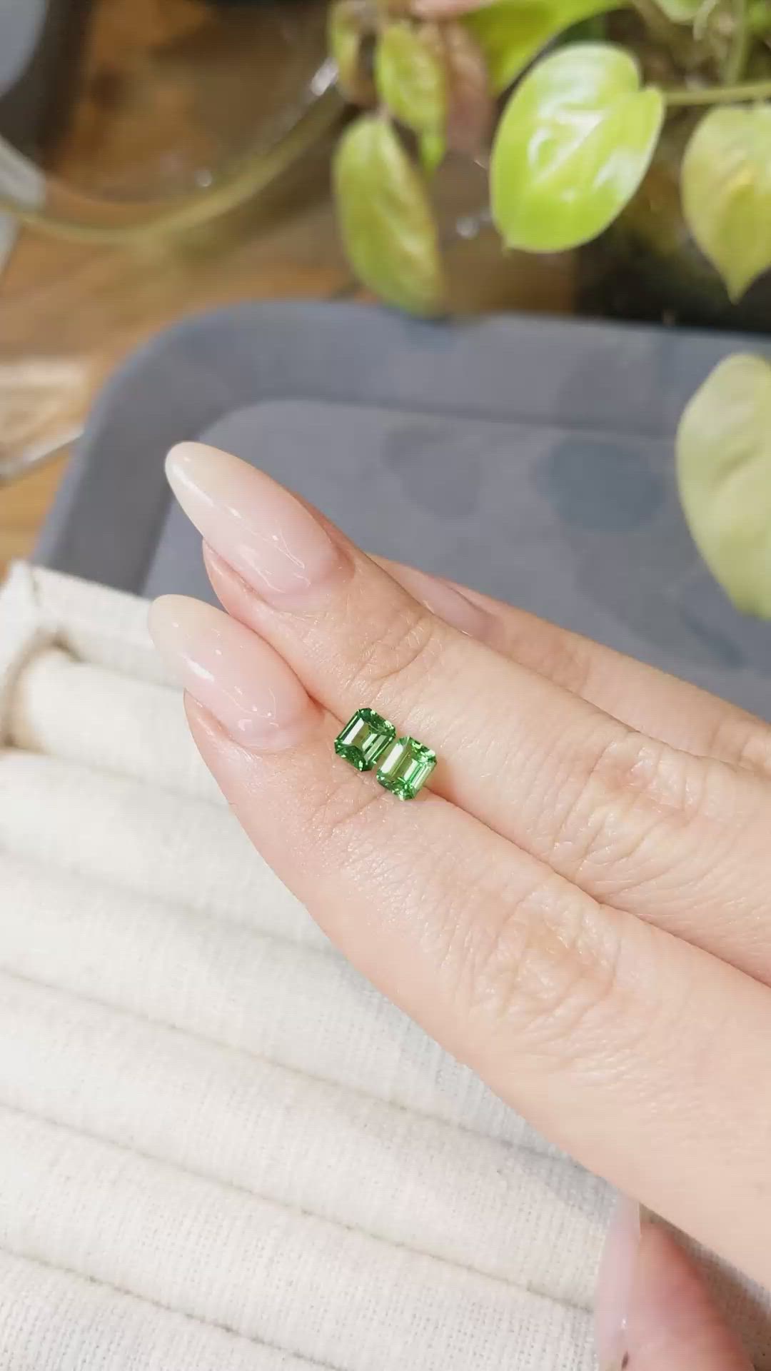 1.19 Ct.Tw.Total Carat Weight Tsavorite Garnet Pair from Tanzania Size Video