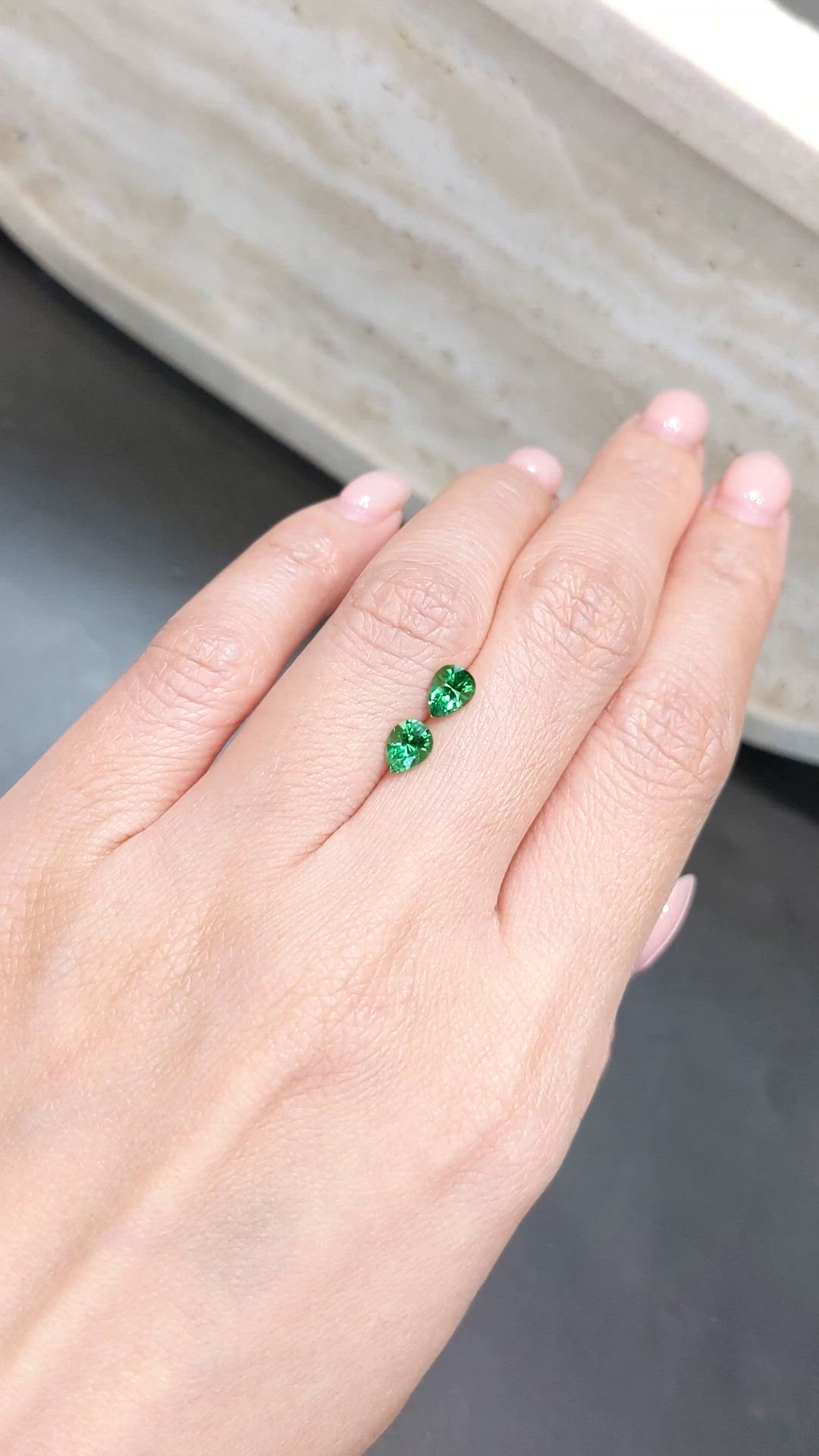 1.14&nbsp;Ct.Tw.Total Carat Weight Tsavorite Garnet Pair from Tanzania Size Video